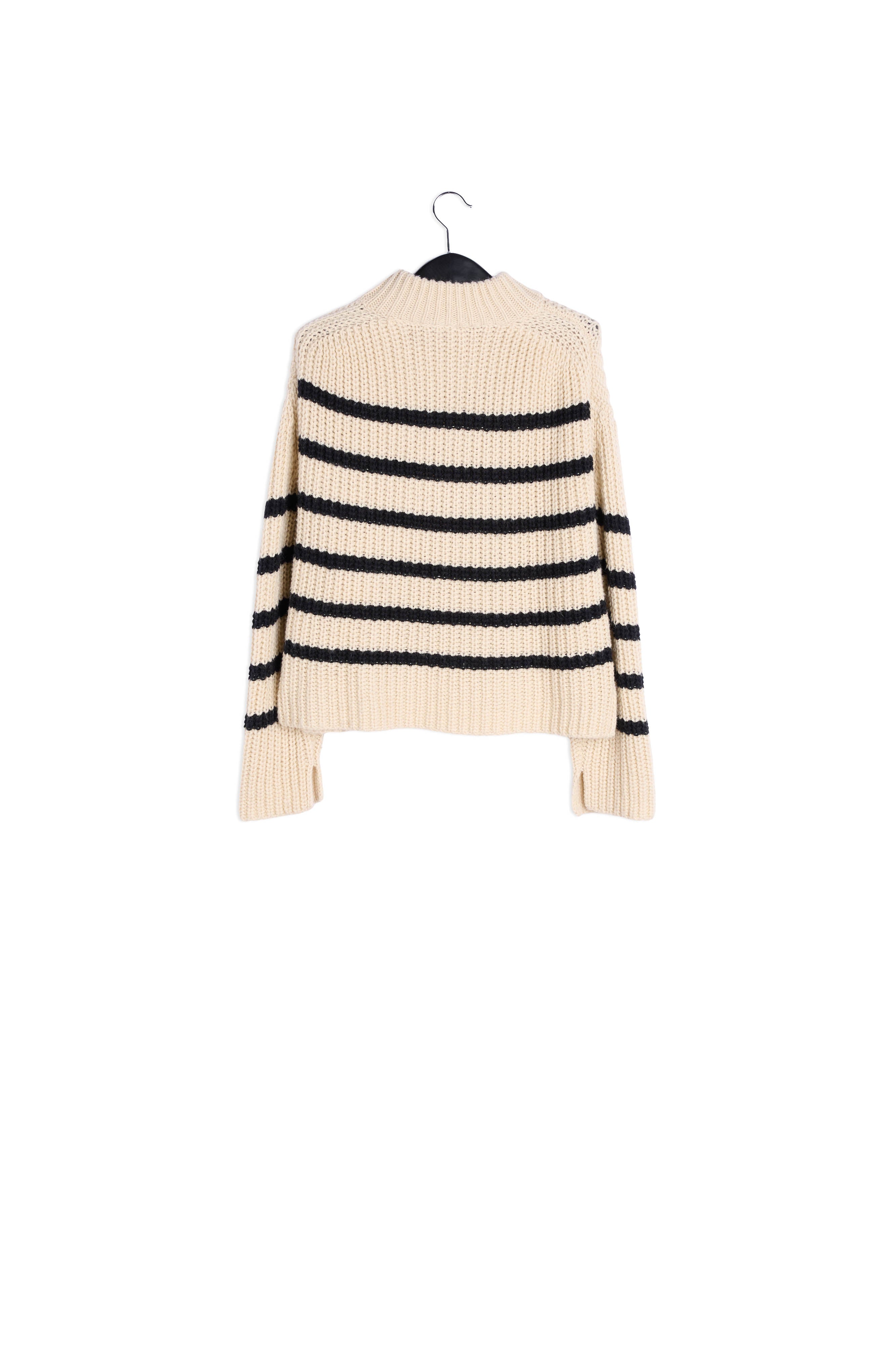 Off-white and black striped ribbed-knit sweater RE—SSENTIEL | Essentiel second hand