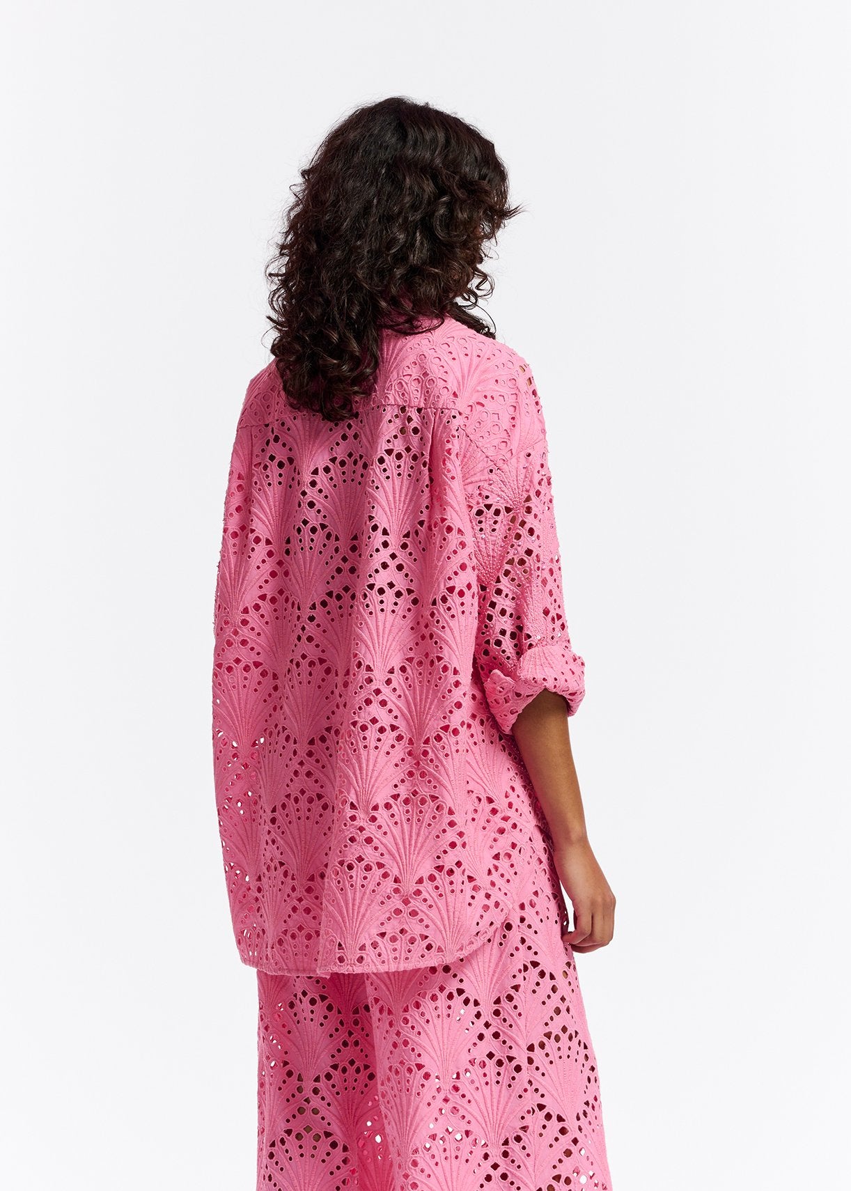 Chemise en broderie anglaise de coton rose RE—SSENTIEL | Essentiel second hand