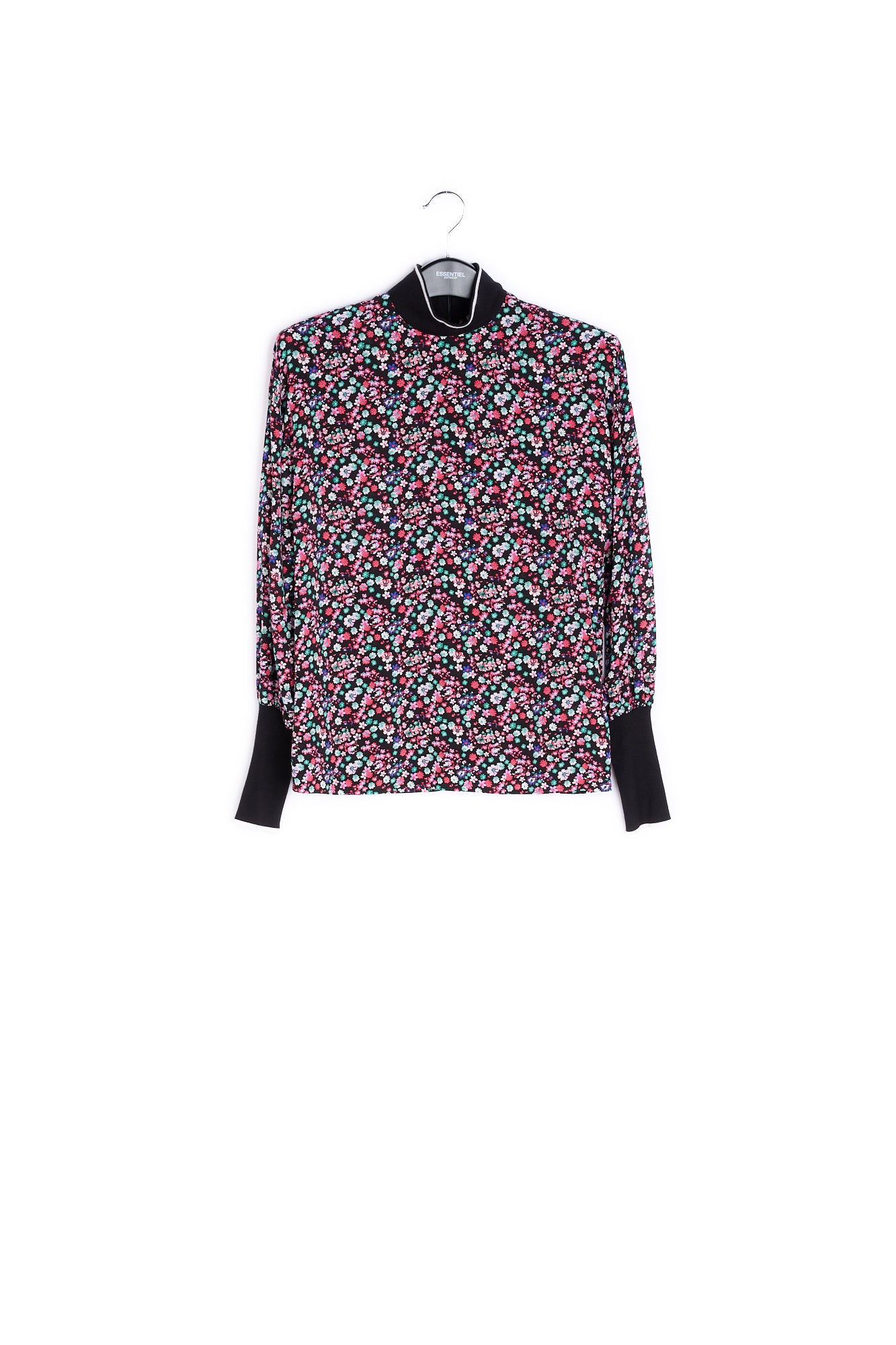 Top noir à fleurs avec bords contrastants RE—SSENTIEL | Essentiel second hand