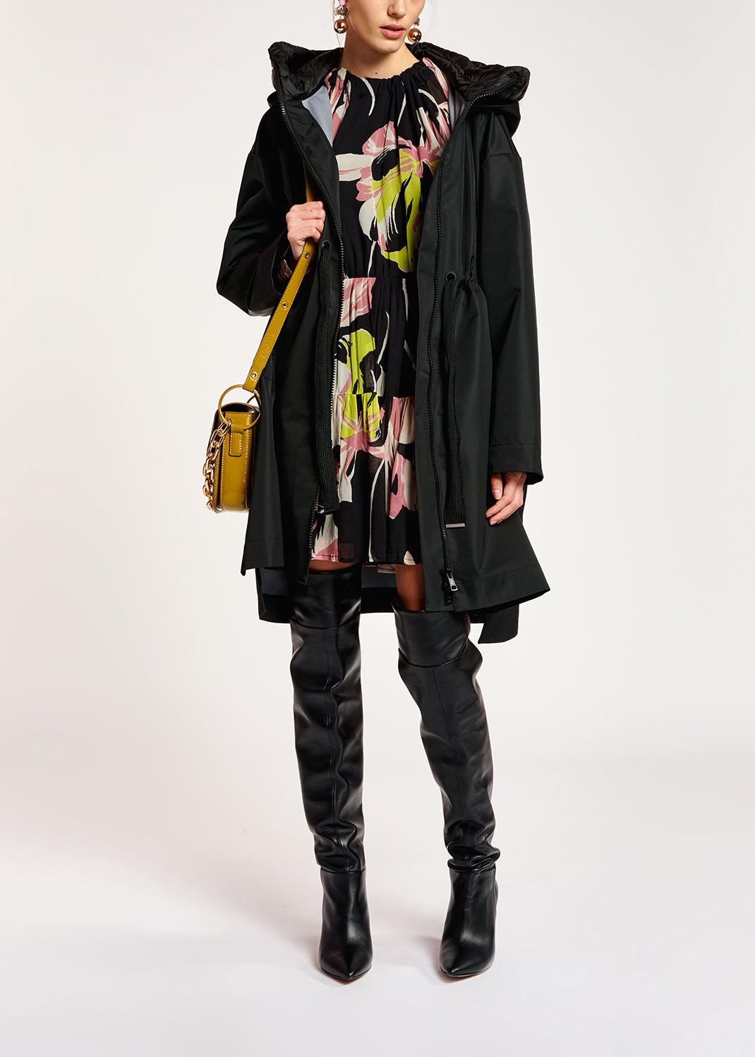 Black oversized hooded raincoat RE—SSENTIEL | Essentiel second hand