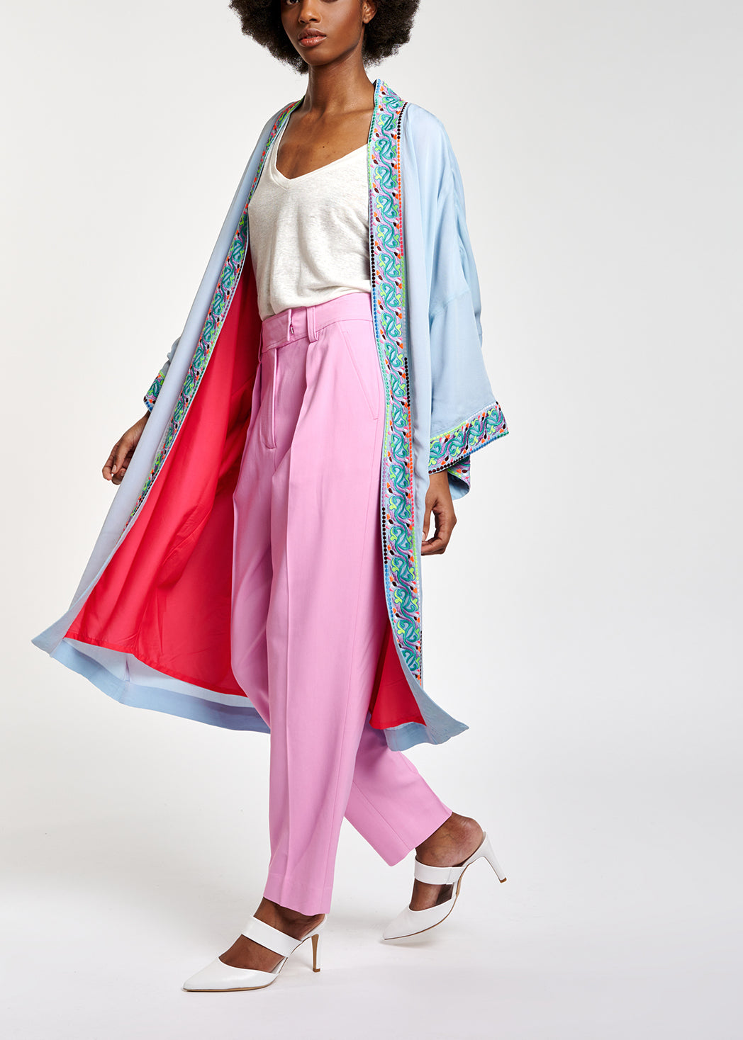 Off-white linen V-neck T-Shirt RE—SSENTIEL | Essentiel second hand