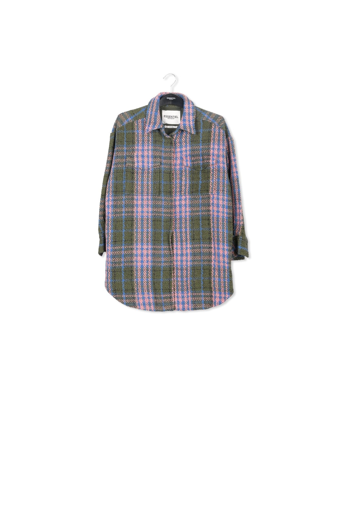 Surchemise vert kaki à  carreaux texturés RE—SSENTIEL | Essentiel second hand