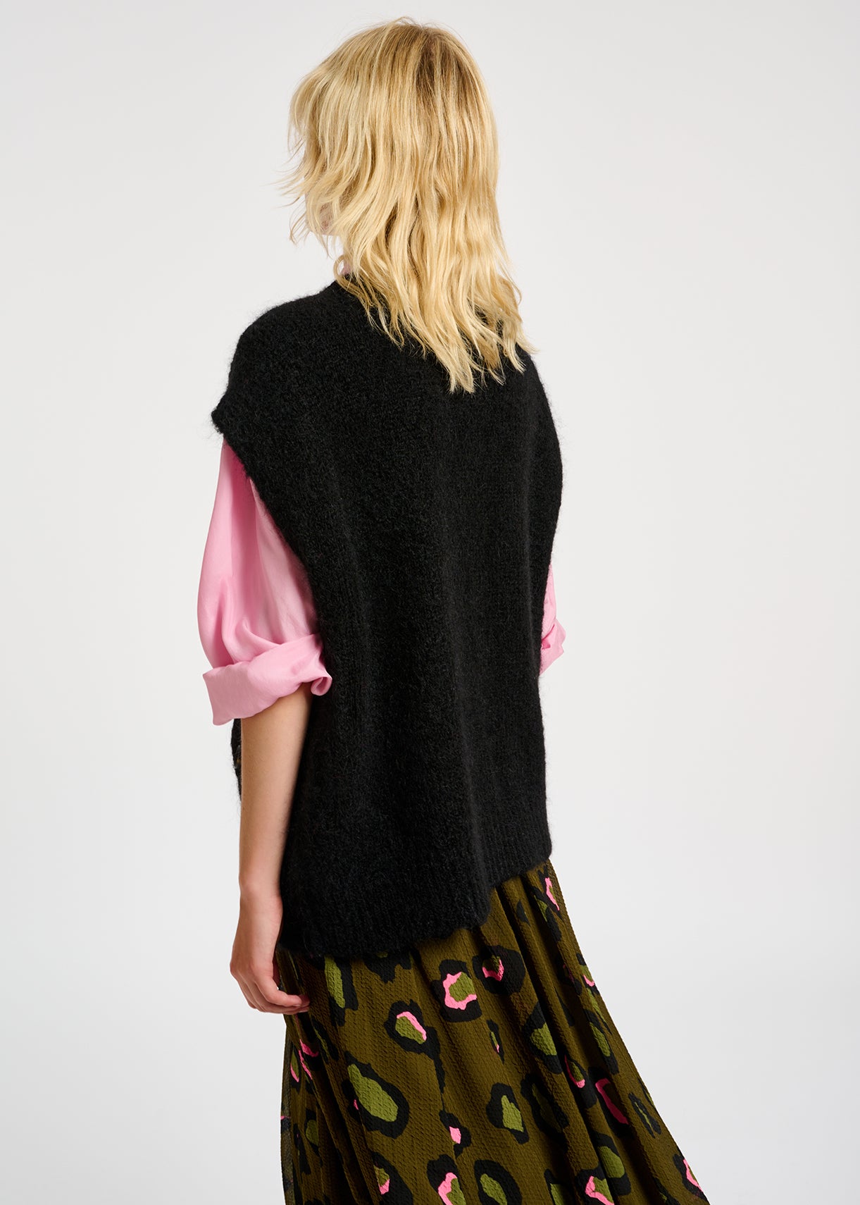 Black sleeveless mohair-blend cardigan RE—SSENTIEL | Essentiel second hand