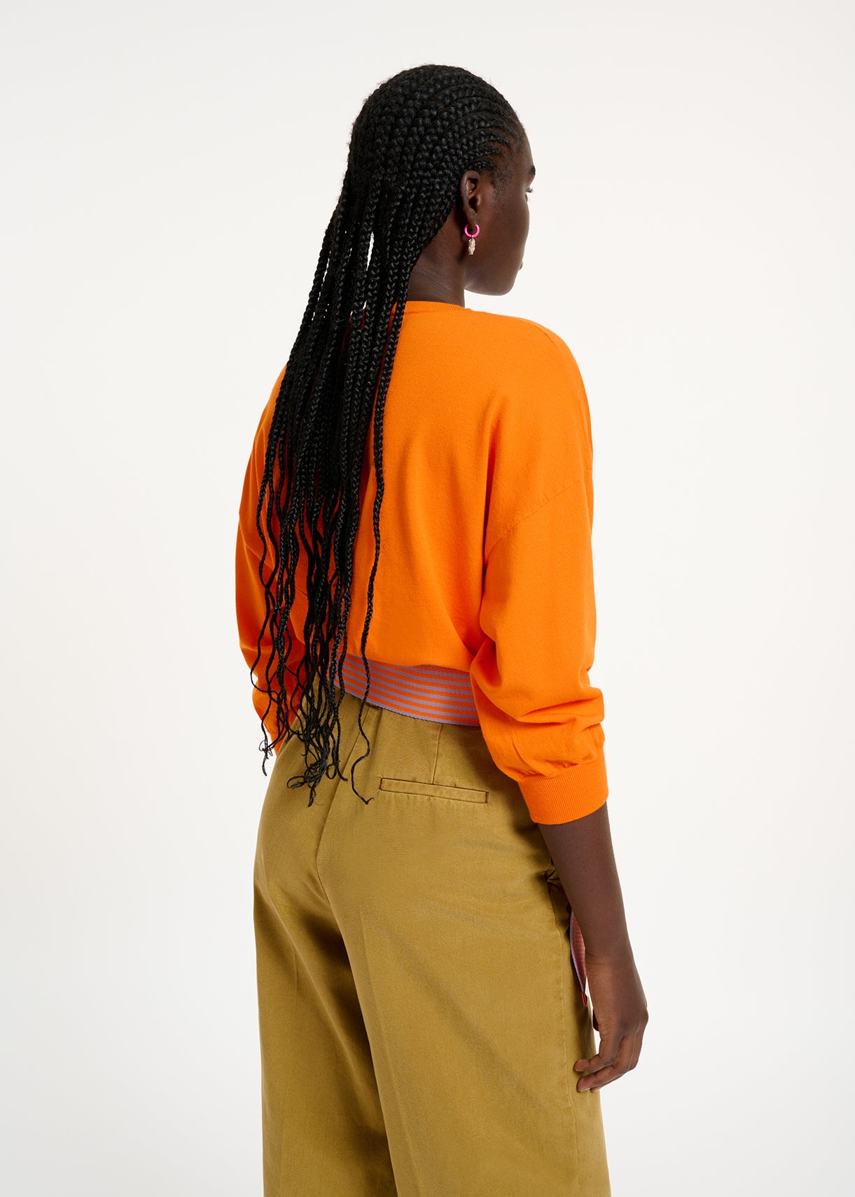 Orange knitted sweater with fitted waist RE—SSENTIEL | Essentiel second hand