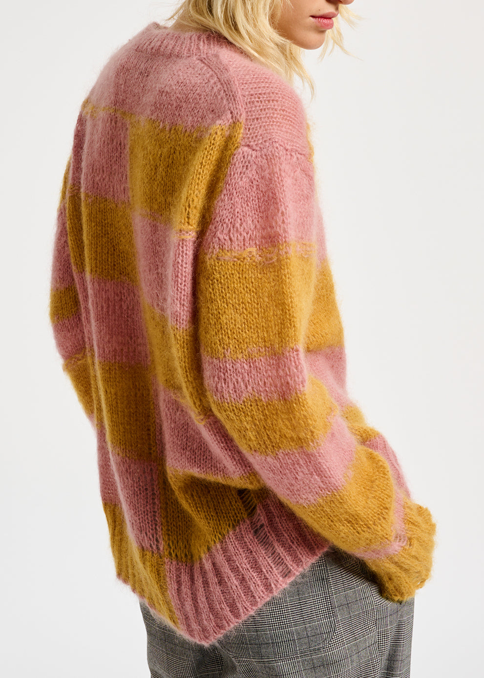 Pull à rayures rose vintage et ocre effet vieilli RE—SSENTIEL | Essentiel second hand