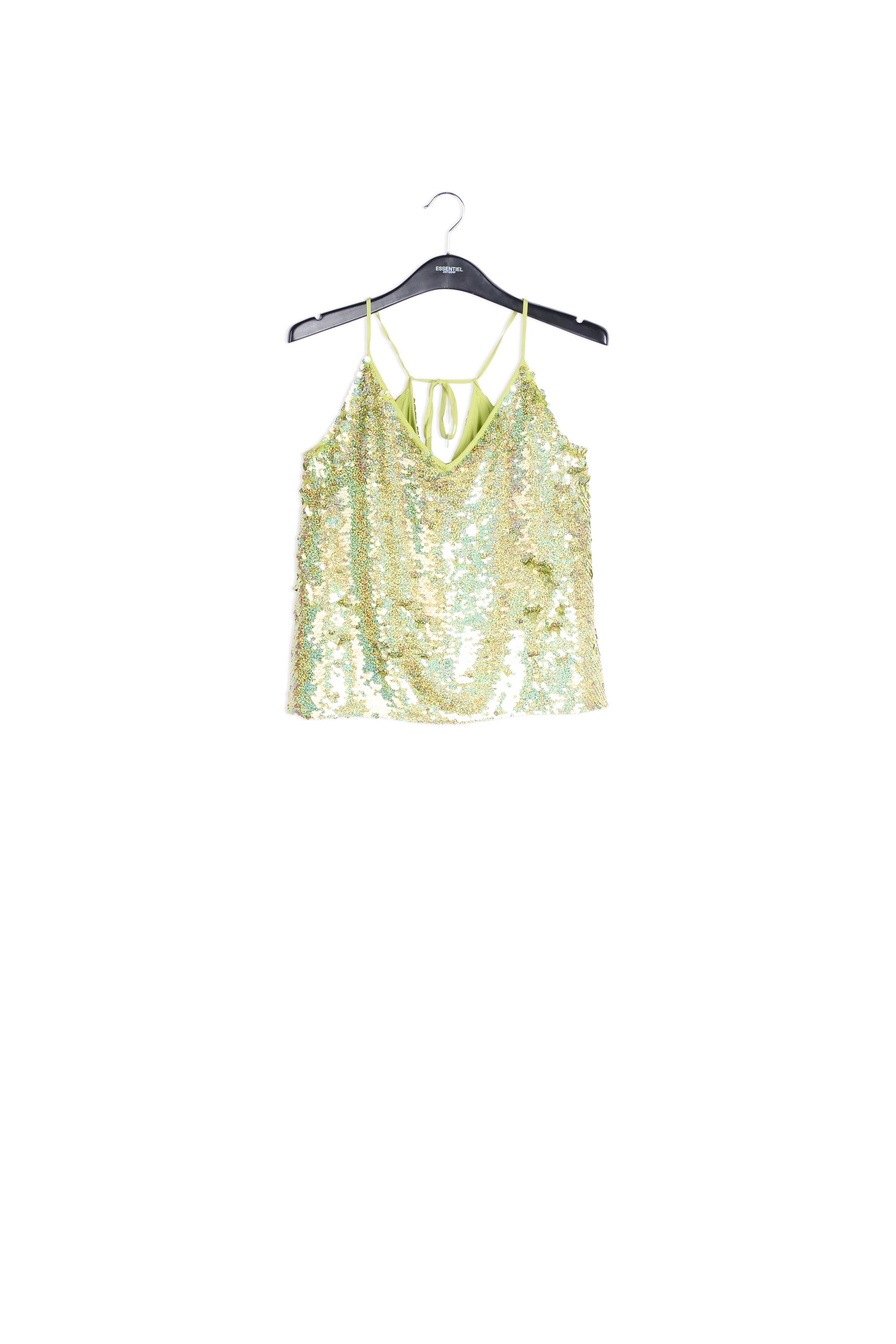 Olive green sequined camisole RE—SSENTIEL | Essentiel second hand