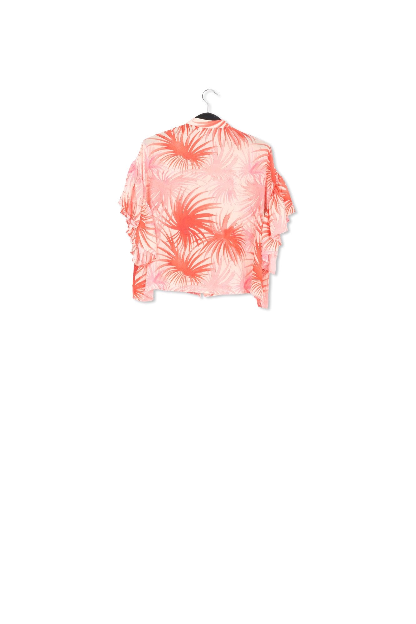 Orange ruffle-detailed top with palm leaf print RE—SSENTIEL | Essentiel second hand