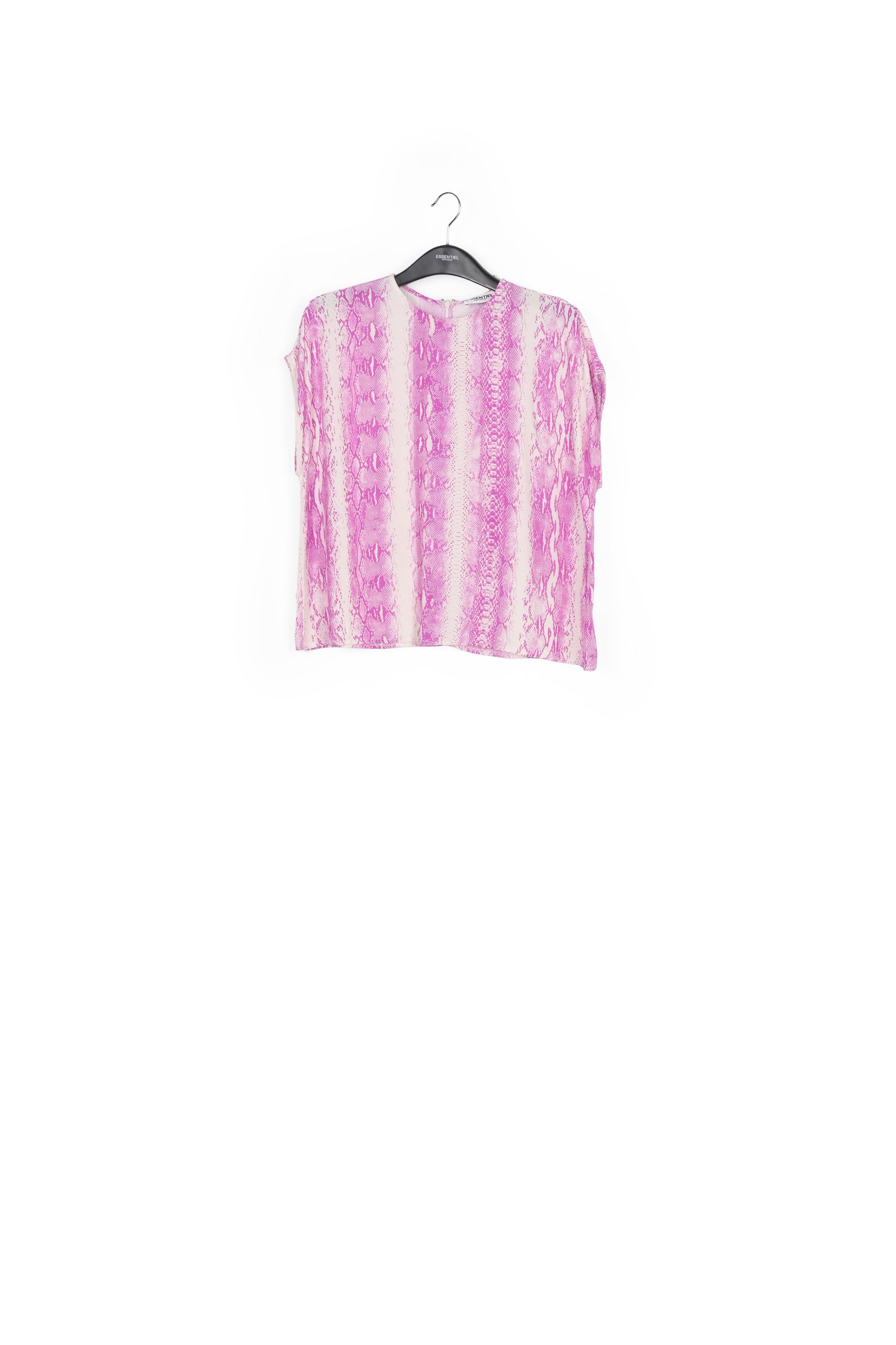 White and purple snake-print short-sleeved top RE—SSENTIEL | Essentiel second hand