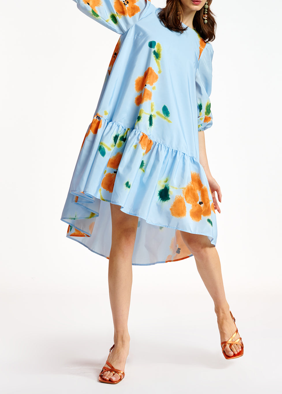 Blue floral print oversized mini dress RE—SSENTIEL | Essentiel second hand