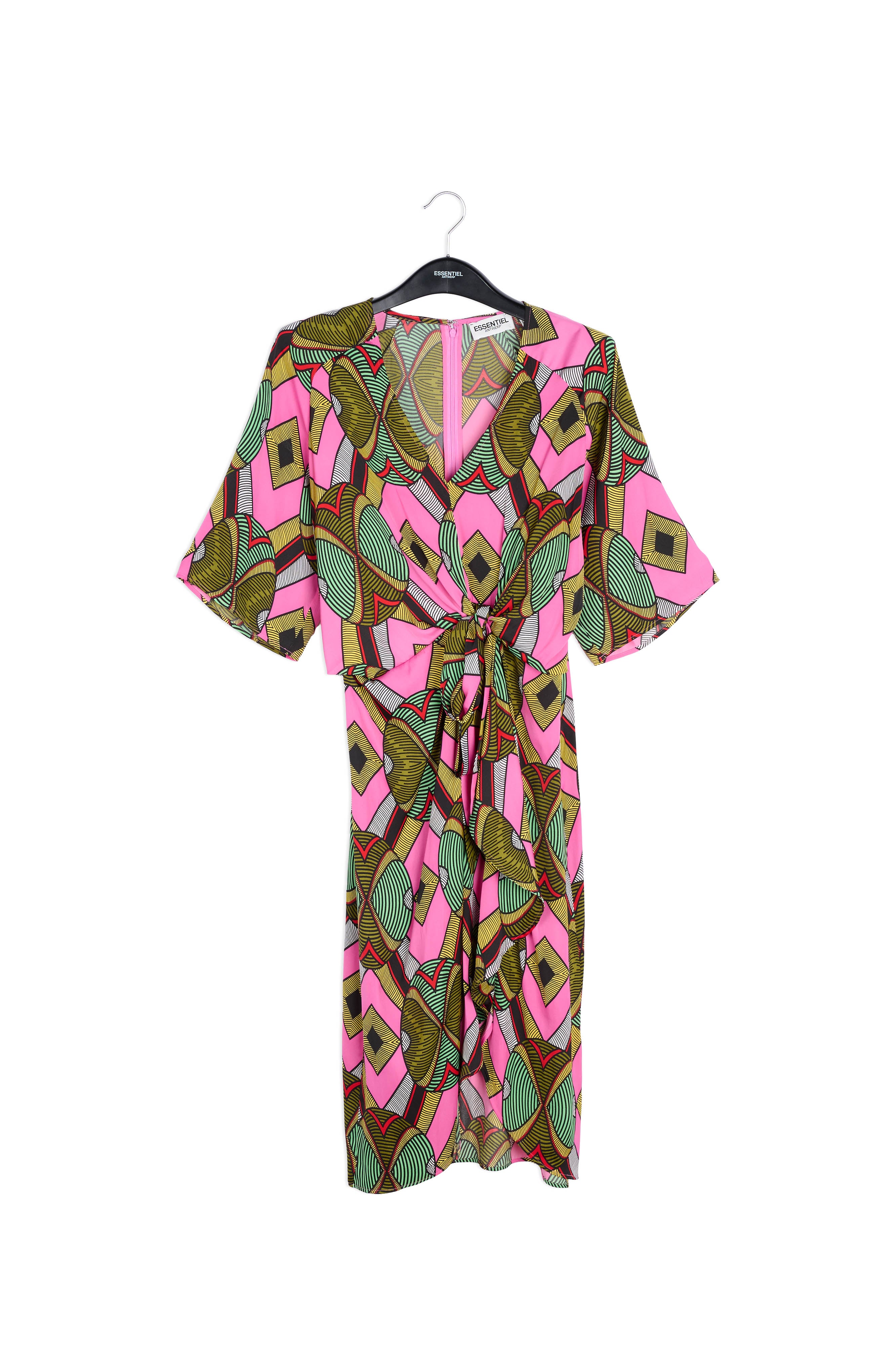 Kleurrijke midi-jurk met grafische print RE—SSENTIEL | Essentiel second hand