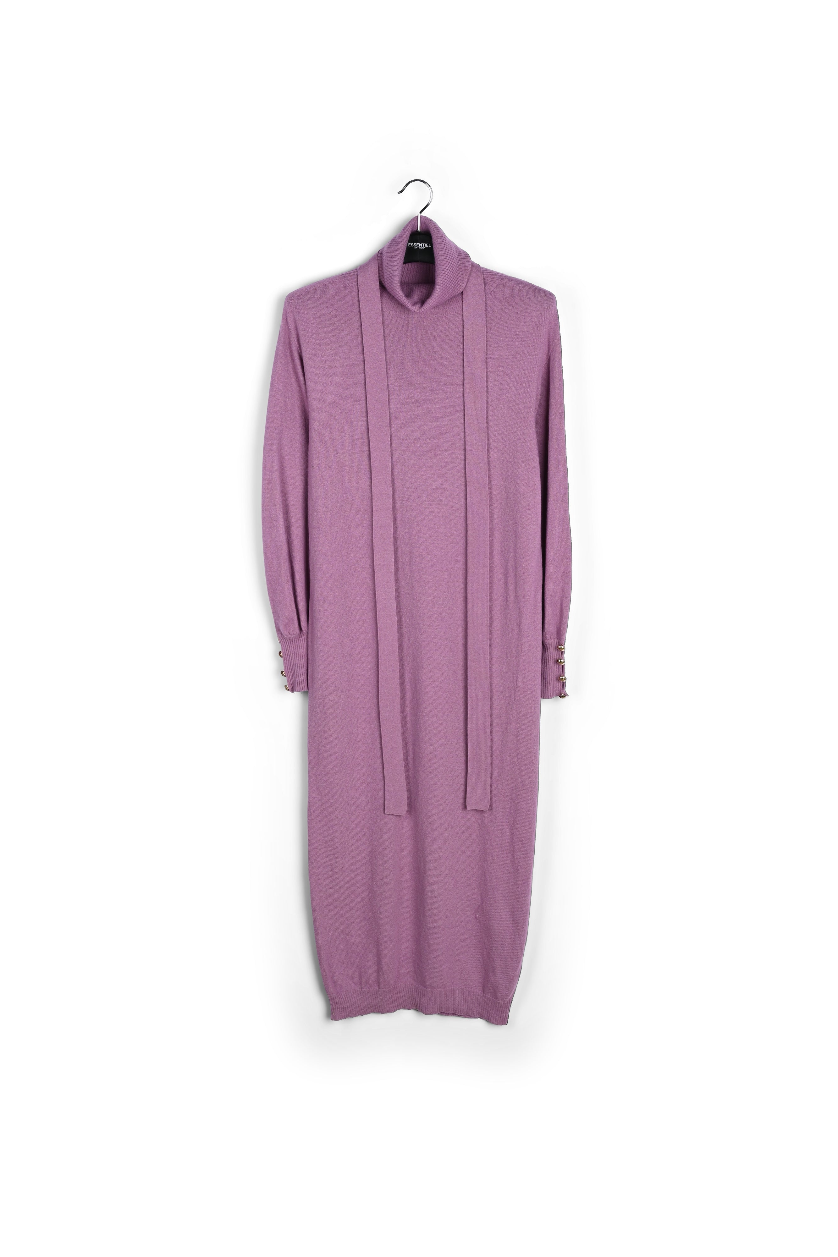Donkerlila gebreide jurk met rolkraag RE—SSENTIEL | Essentiel second hand