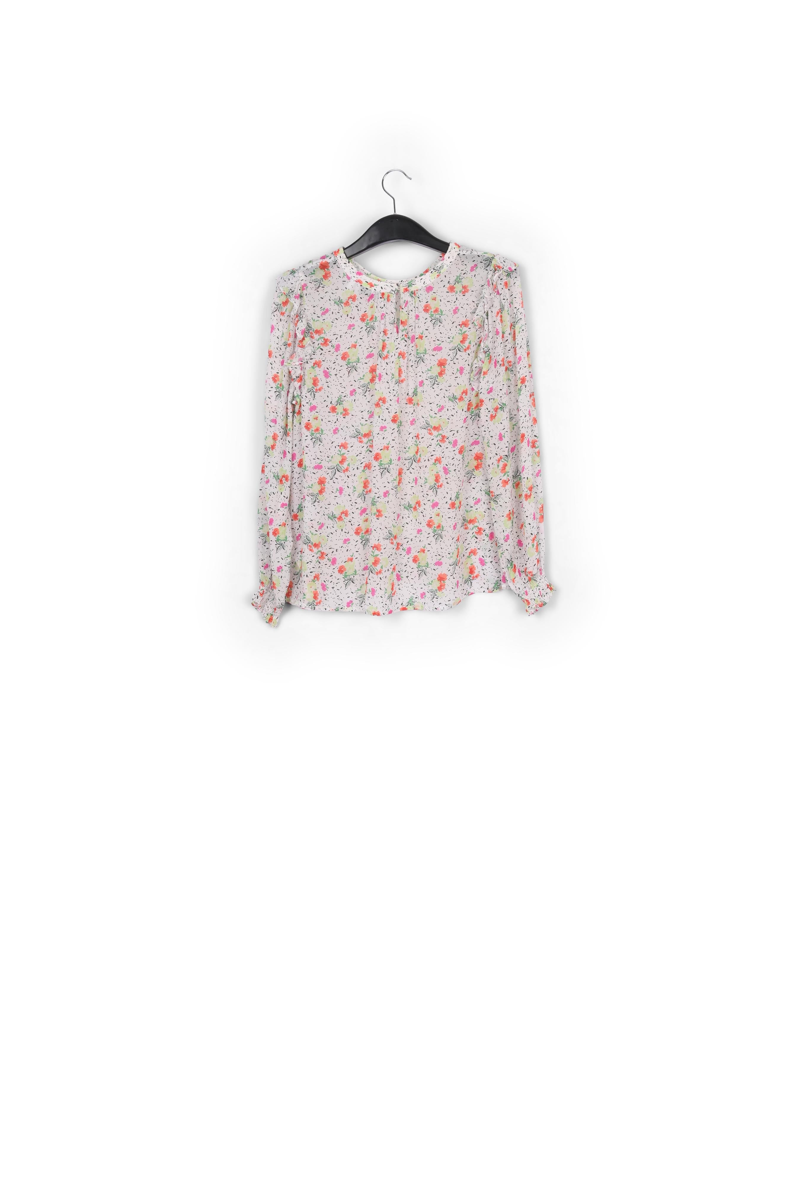 Off-white floral-print frilled top RE—SSENTIEL | Essentiel second hand