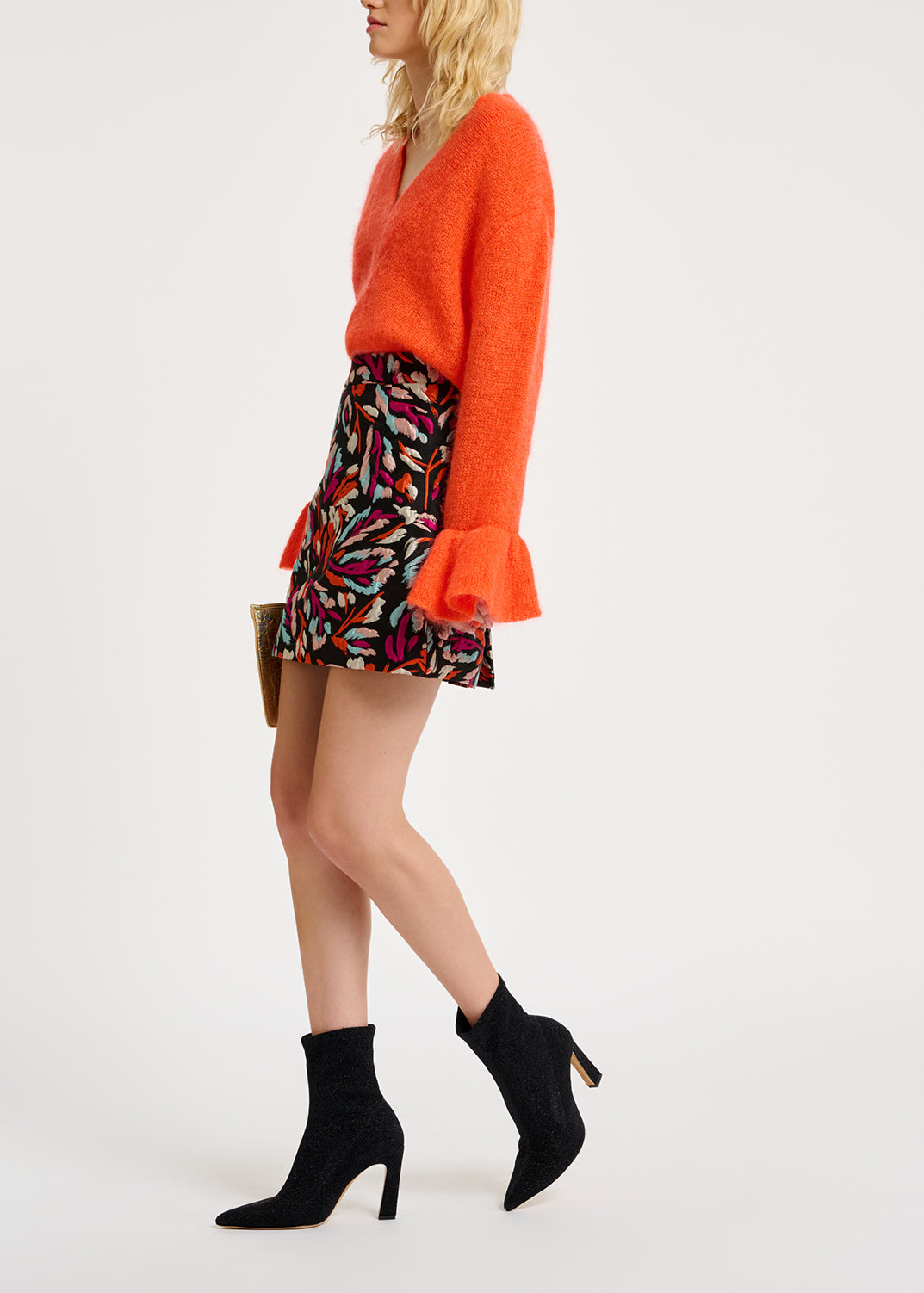 Orange V-neck mohair-blend sweater RE—SSENTIEL | Essentiel second hand