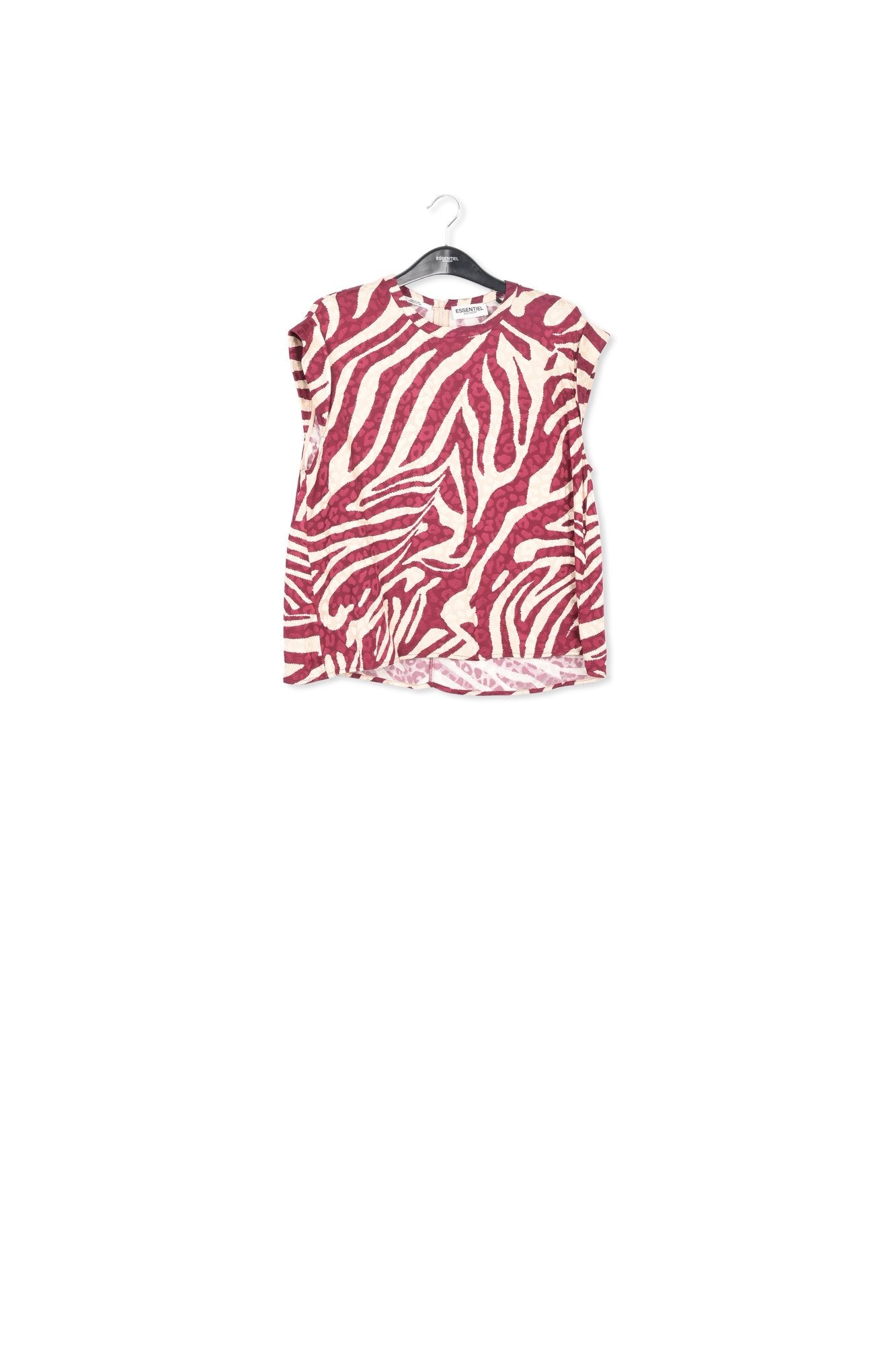 Burgundy and ecru zebra-print top RE—SSENTIEL | Essentiel second hand