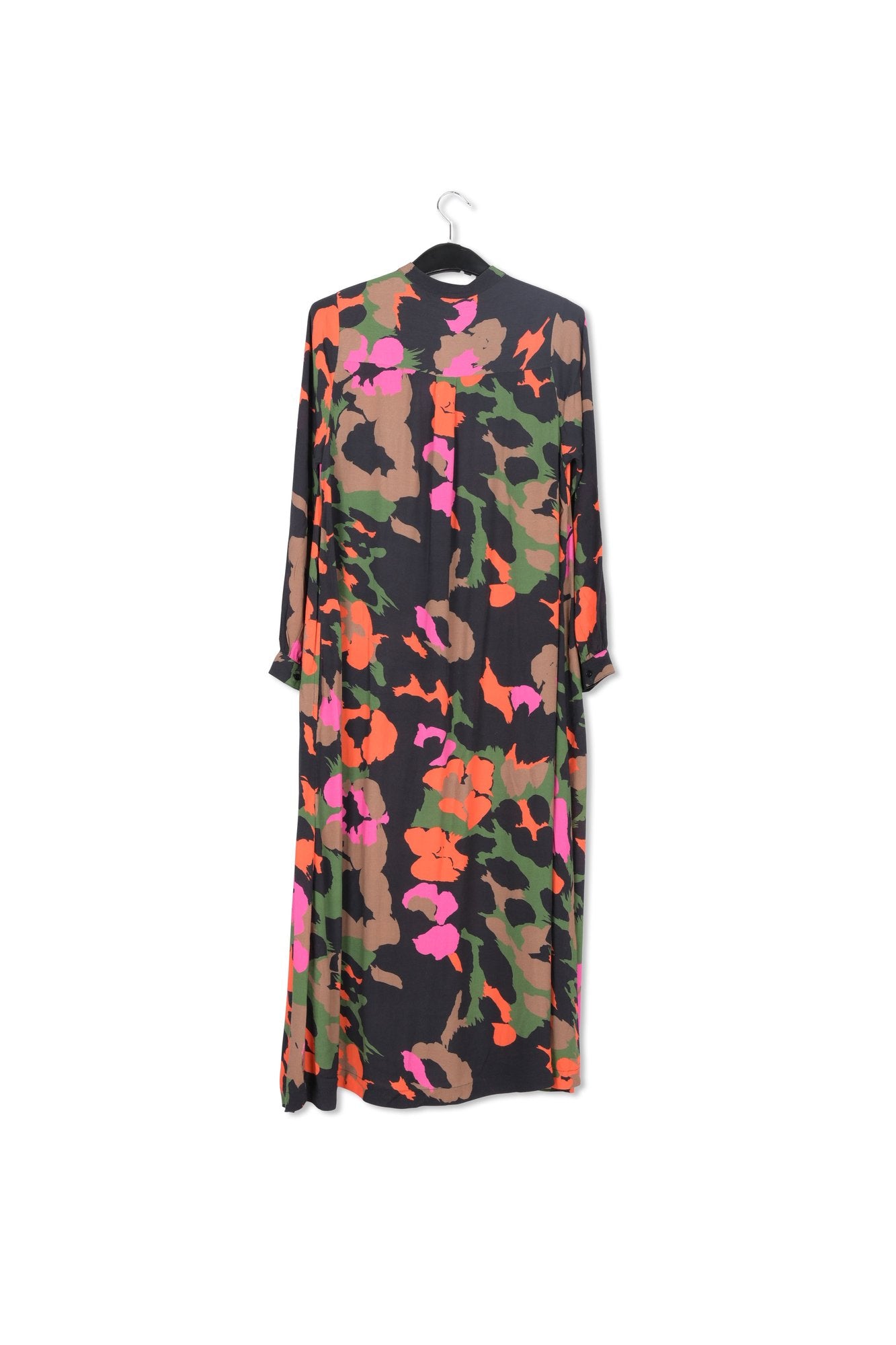 Black, brown and orange abstract print midi-length shirt dress RE—SSENTIEL | Essentiel second hand