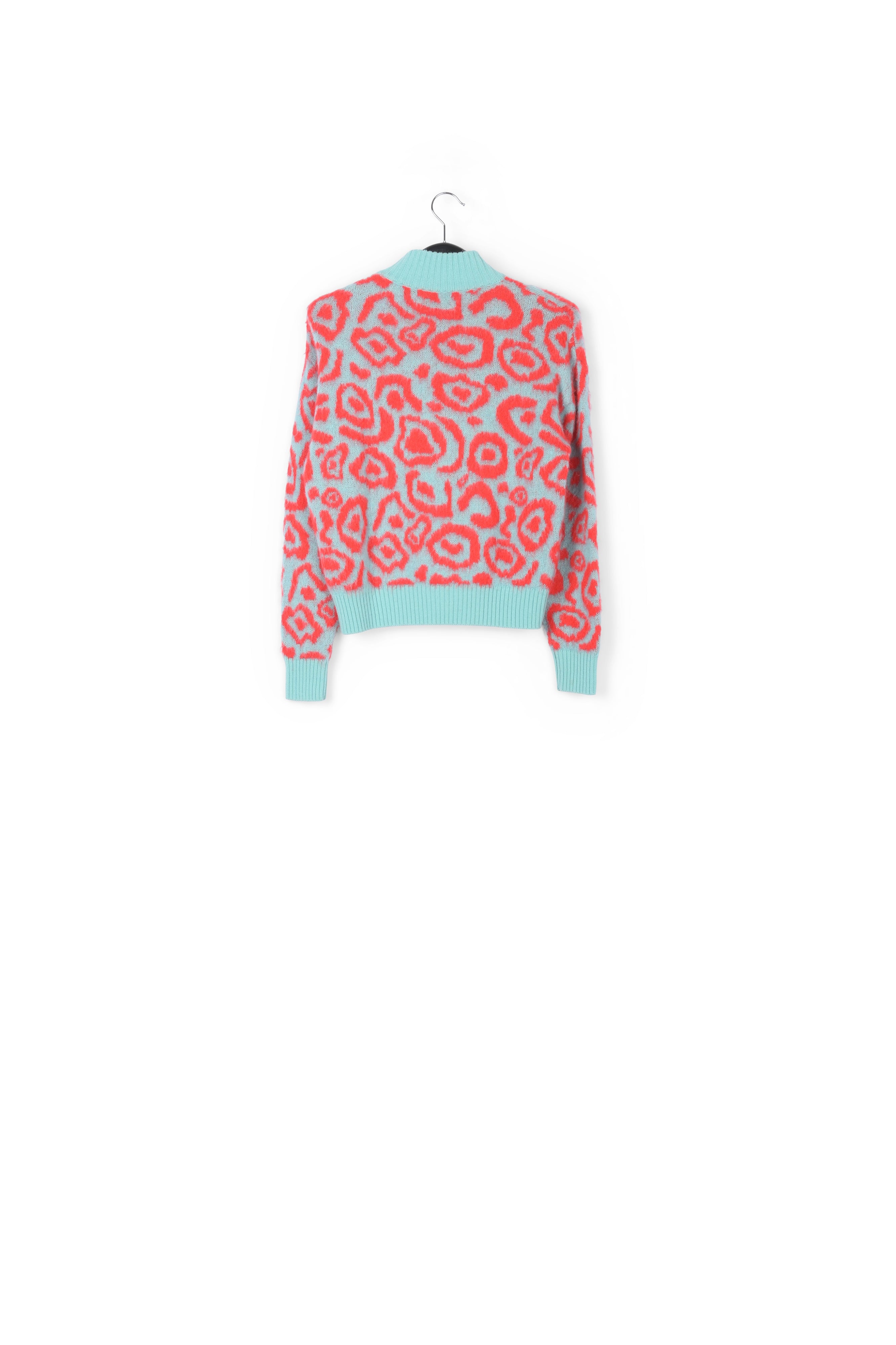 Blue and red leopard-print knit sweater RE—SSENTIEL | Essentiel second hand