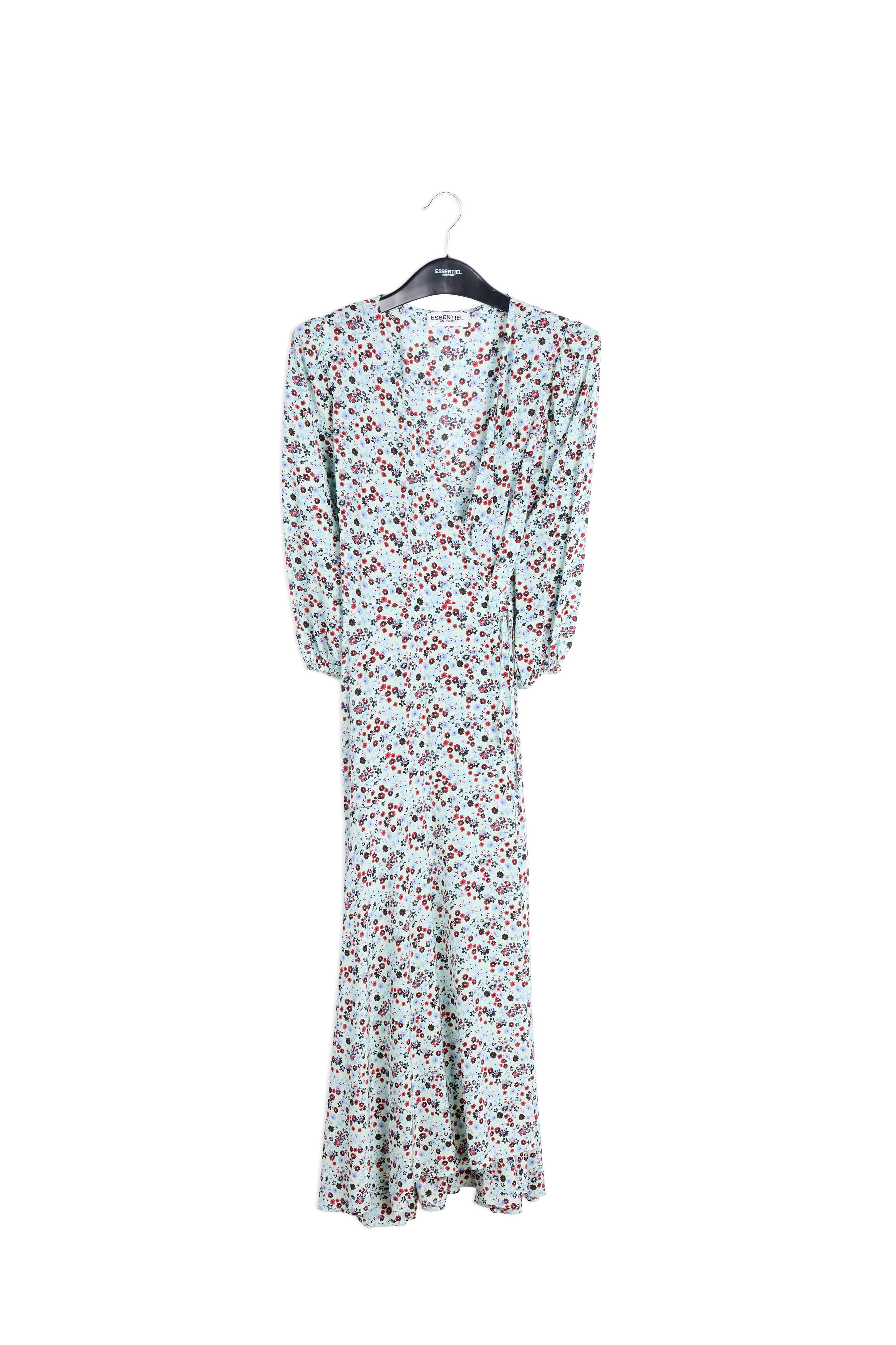 Mint green floral-print wrap maxi dress RE—SSENTIEL | Essentiel second hand