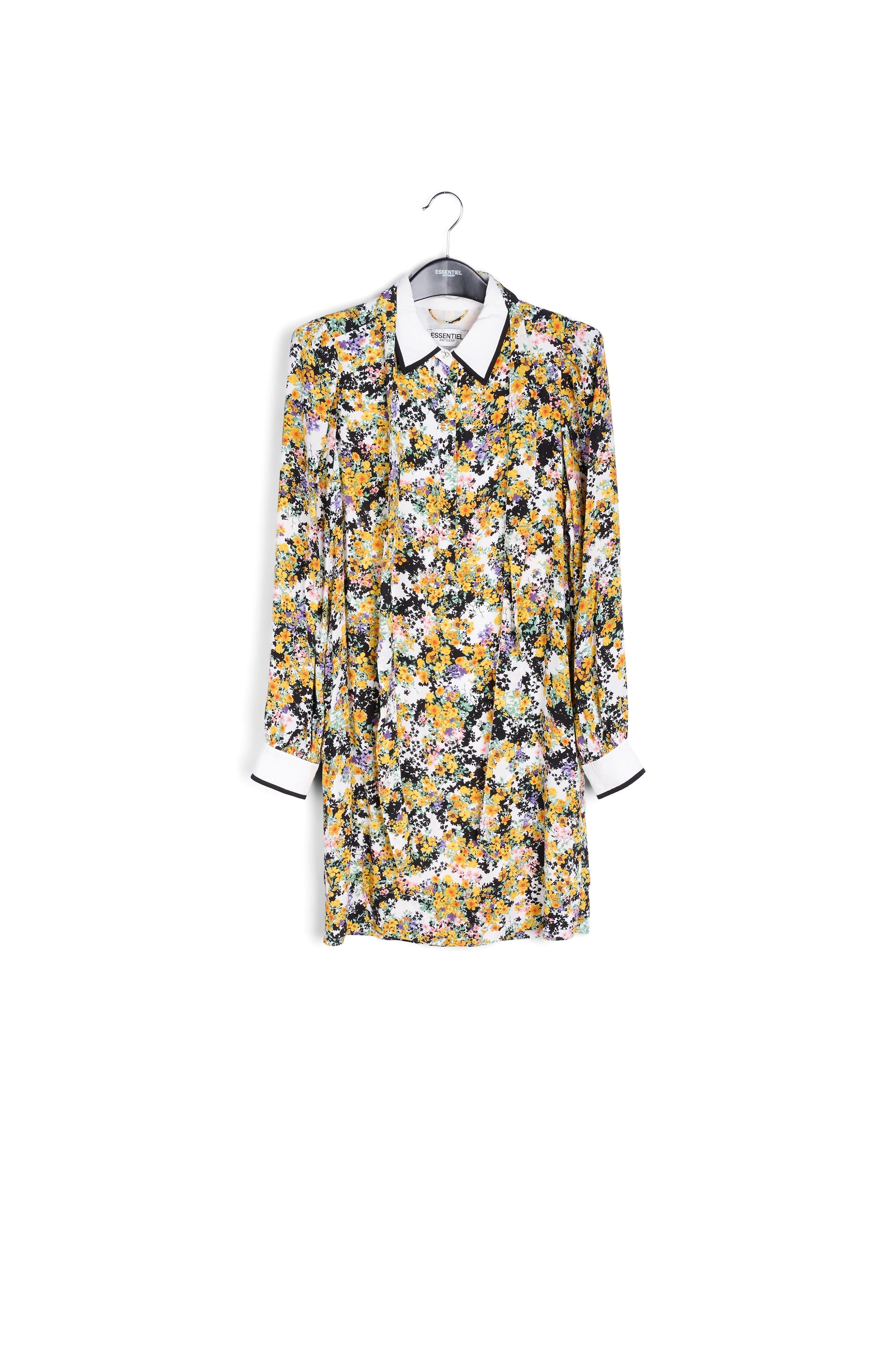 Gebroken witte mini-hemdjurk met bloemen RE—SSENTIEL | Essentiel second hand