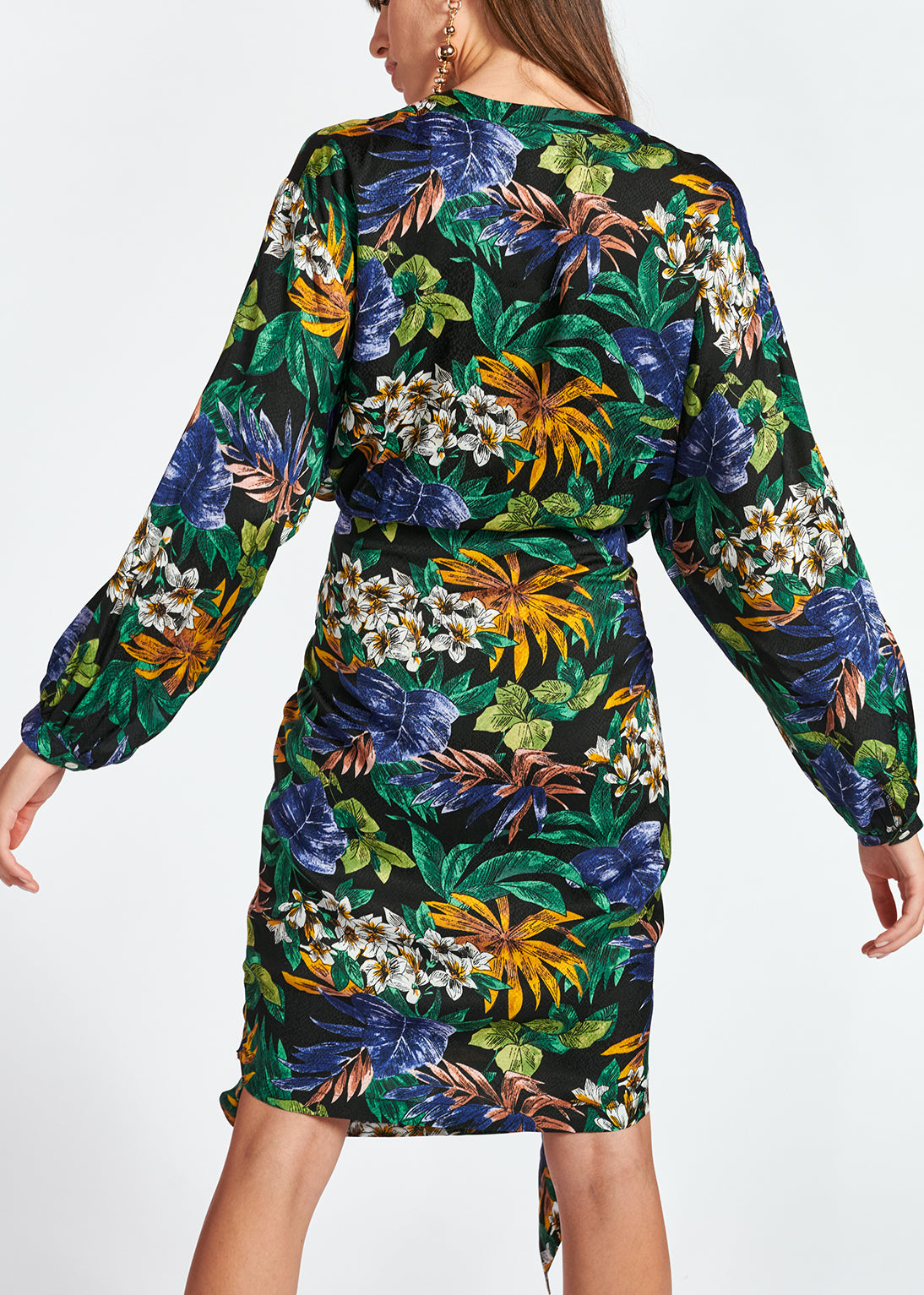 Robe midi à fleurs jaune, vert et rose RE—SSENTIEL | Essentiel second hand