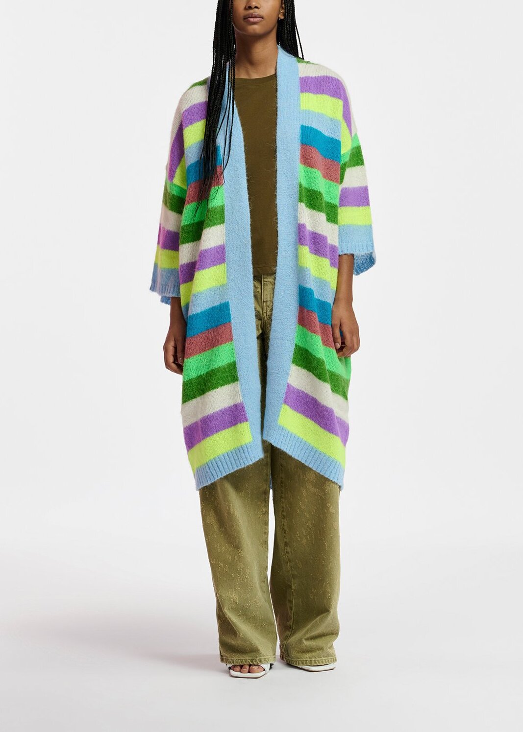 Cardigan mi-long à  rayures multicolores RE—SSENTIEL | Essentiel second hand