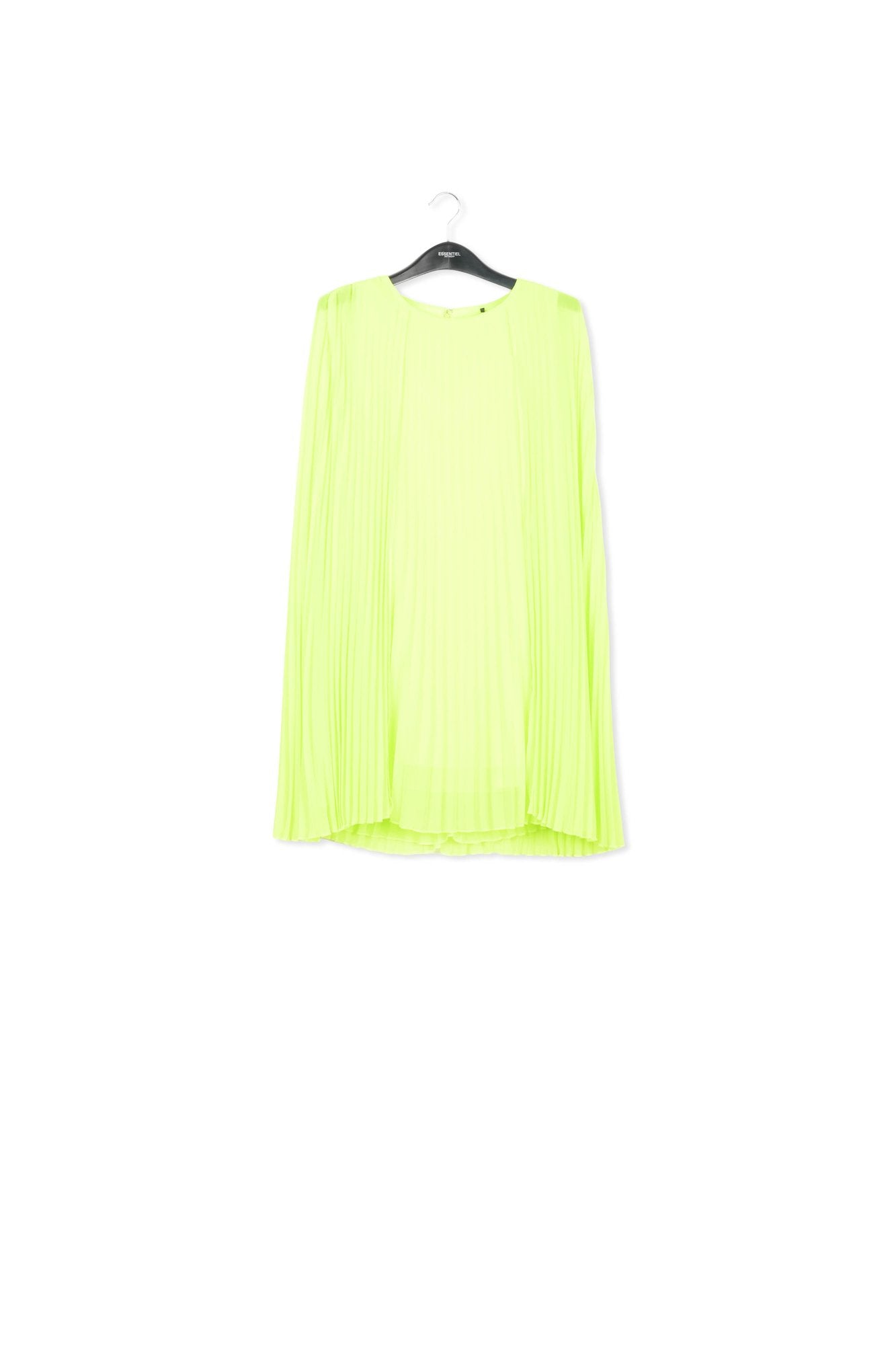 Neon yellow plissé cape-effect mini dress RE—SSENTIEL | Essentiel second hand