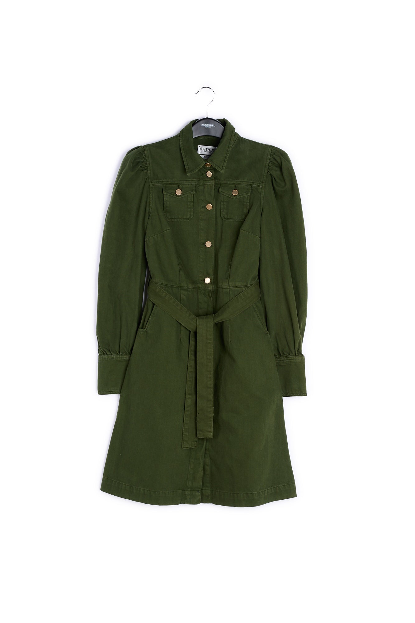 Pine green denim shirt dress RE—SSENTIEL | Essentiel second hand