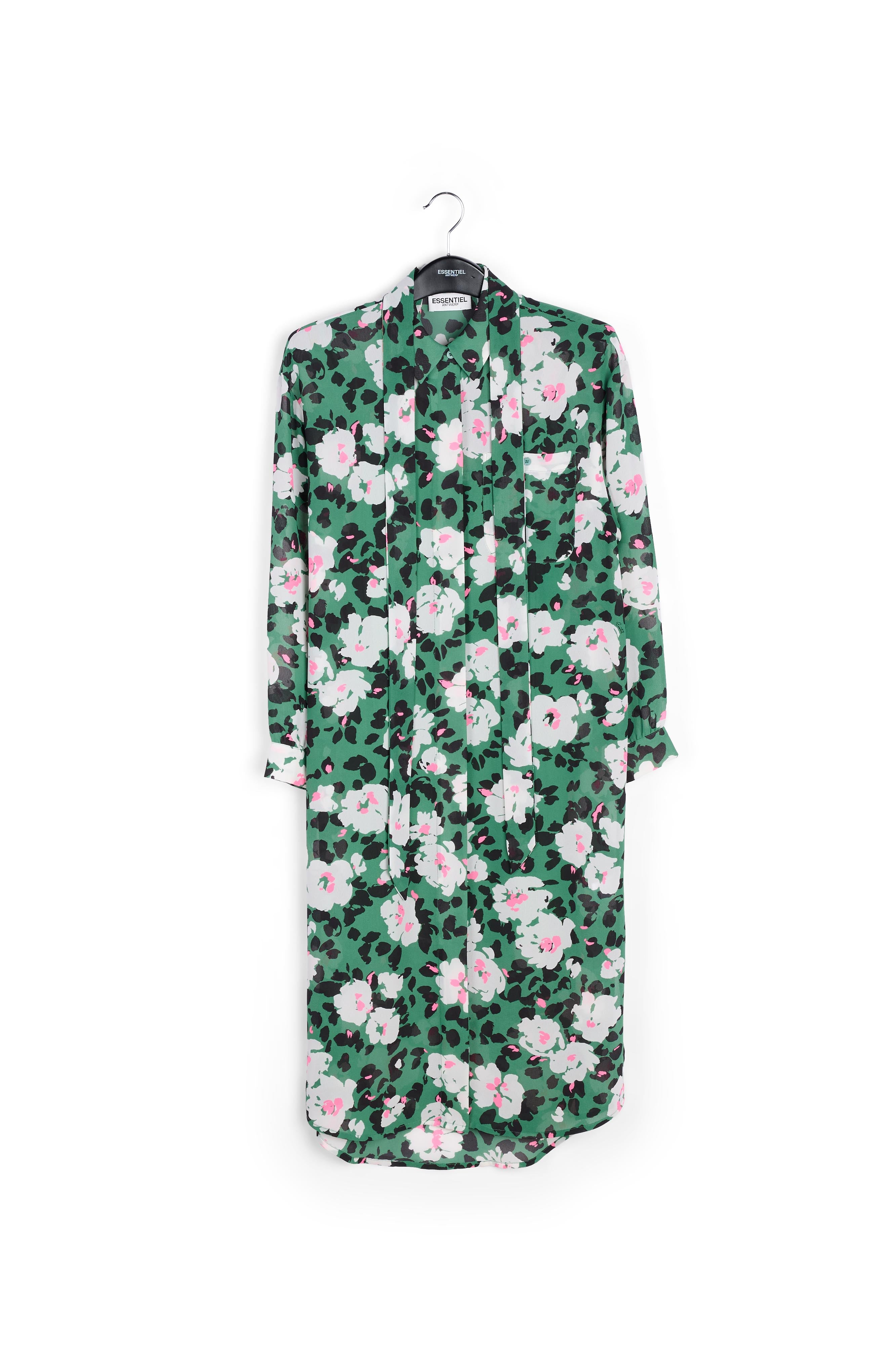 Green floral-print shirt dress RE—SSENTIEL | Essentiel second hand