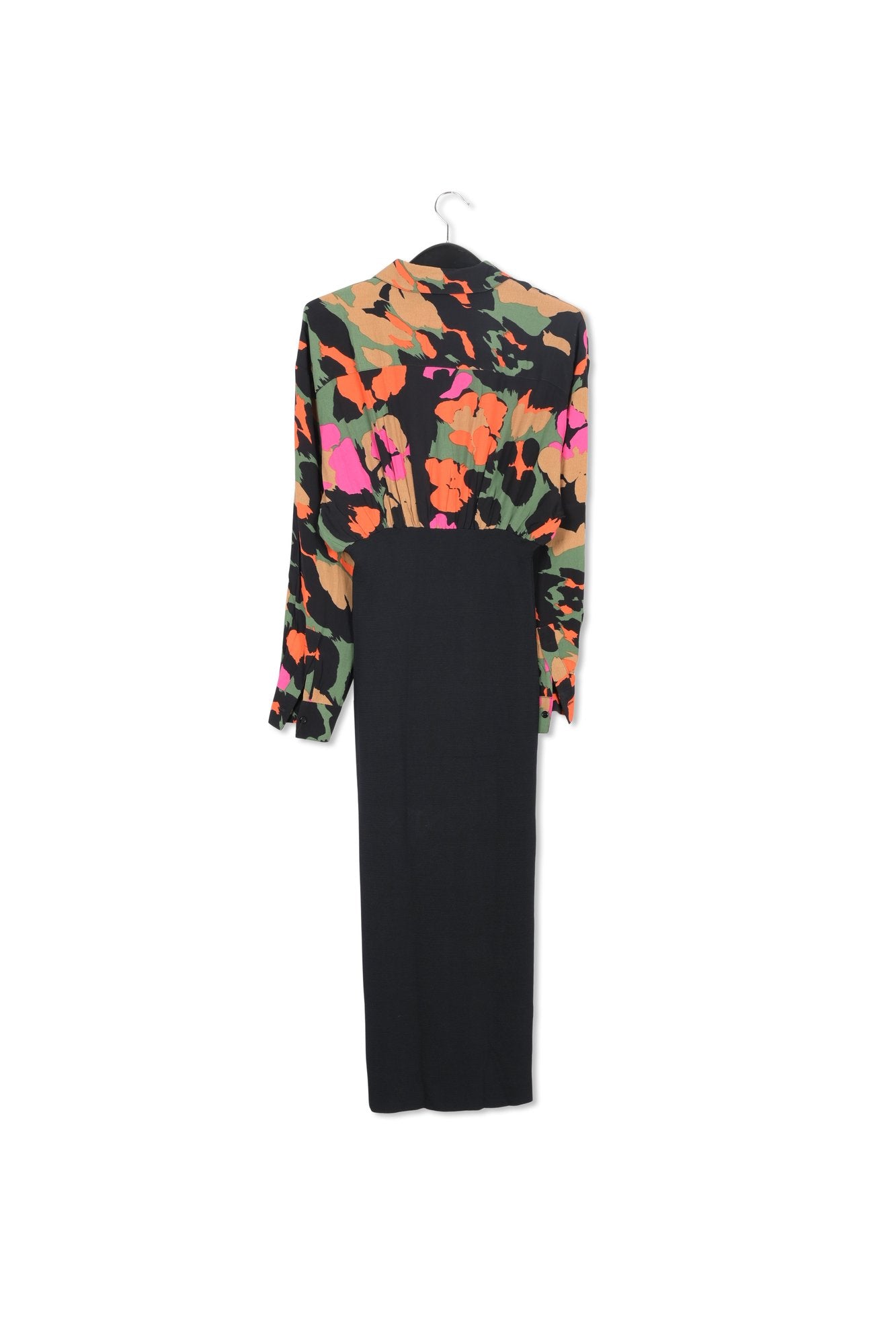 Black abstract-print and rib-knitted midi dress RE—SSENTIEL | Essentiel second hand