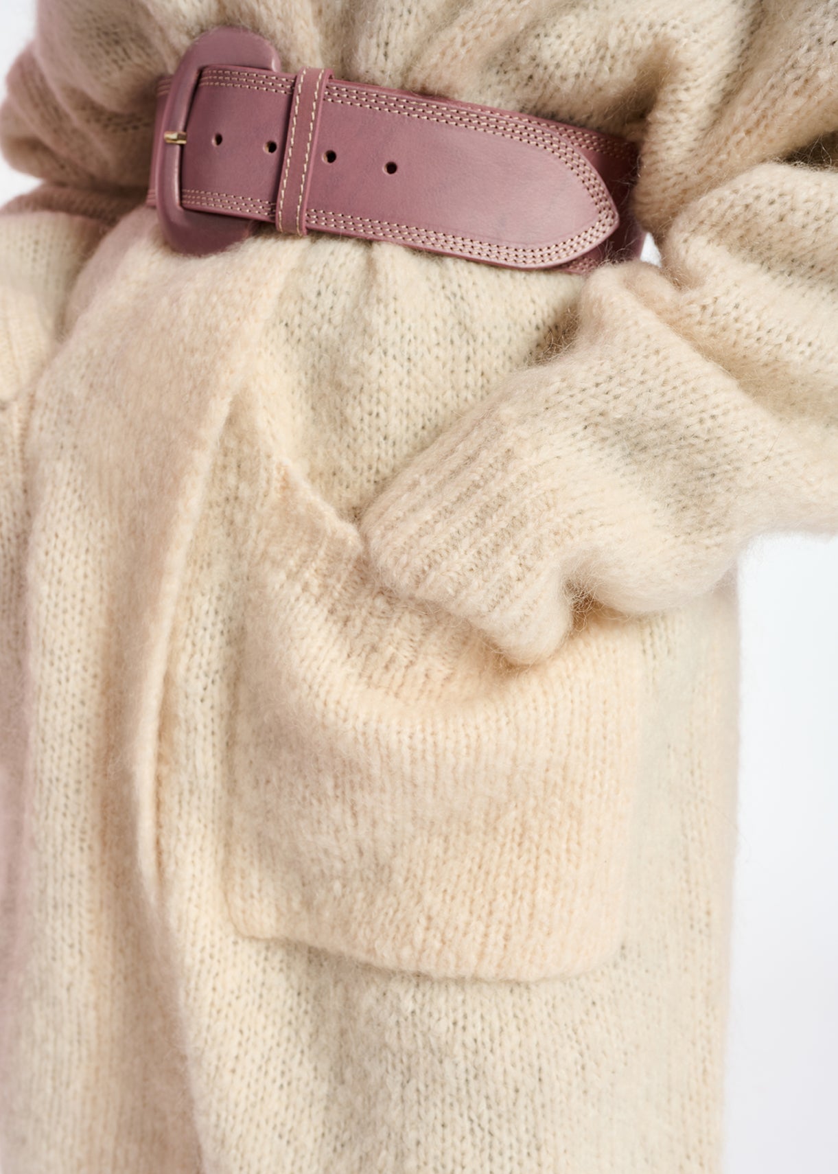 Off-white midi-length mohair-blend cardigan RE—SSENTIEL | Essentiel second hand