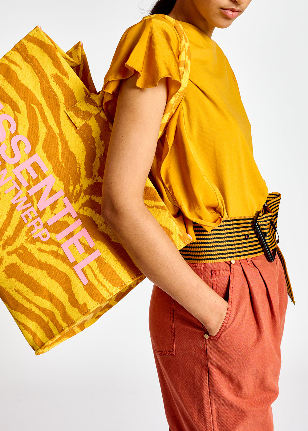 Lilac cotton-jersey t-shirt with satin sleeves RE—SSENTIEL | Essentiel second hand