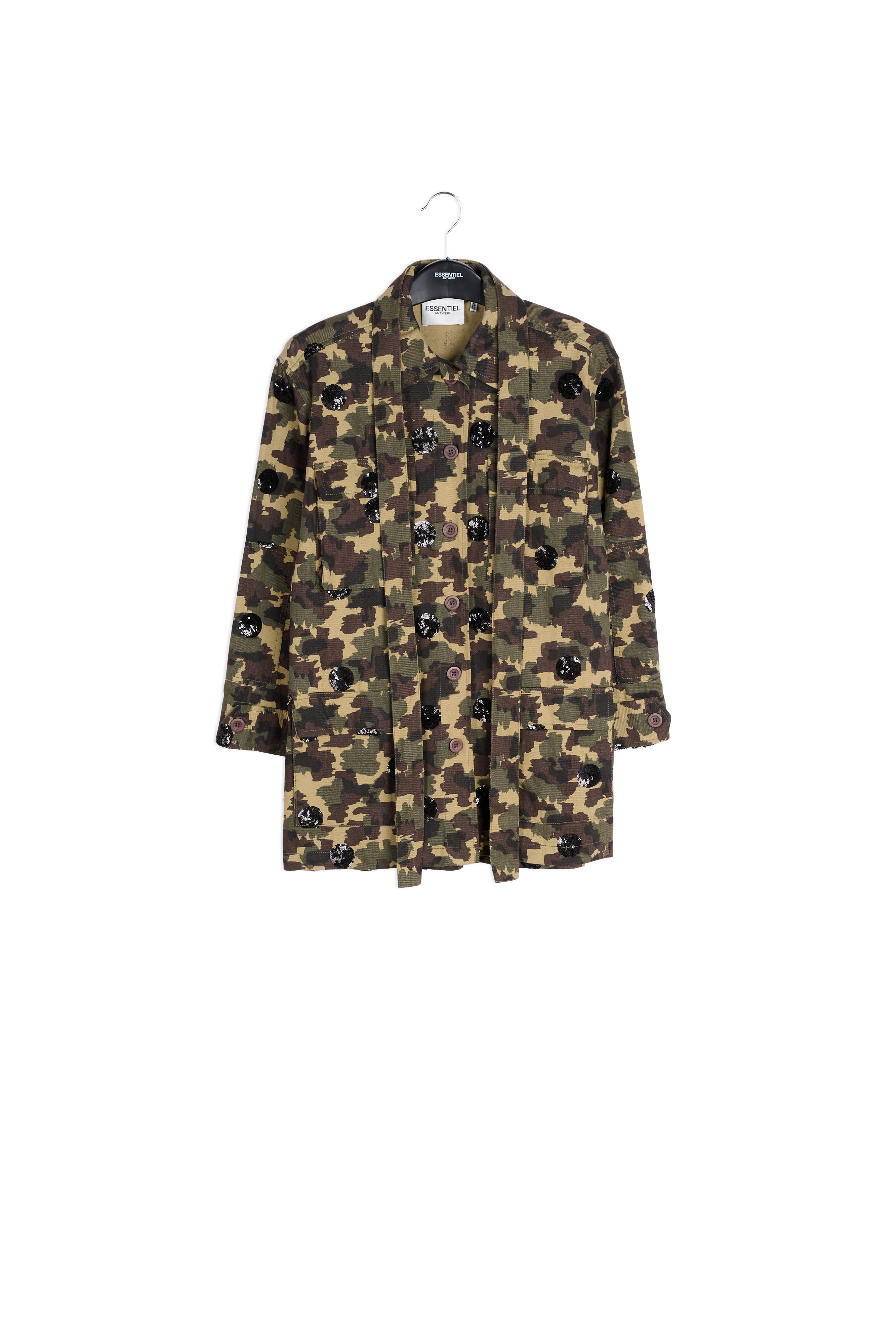 Veste camouflage en coton à pois blancs pailletés RE—SSENTIEL | Essentiel second hand