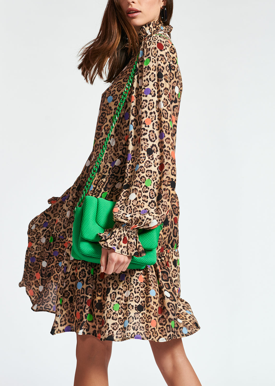 A-lijn mini-jurk met luipaardprint en stippen RE—SSENTIEL | Essentiel second hand