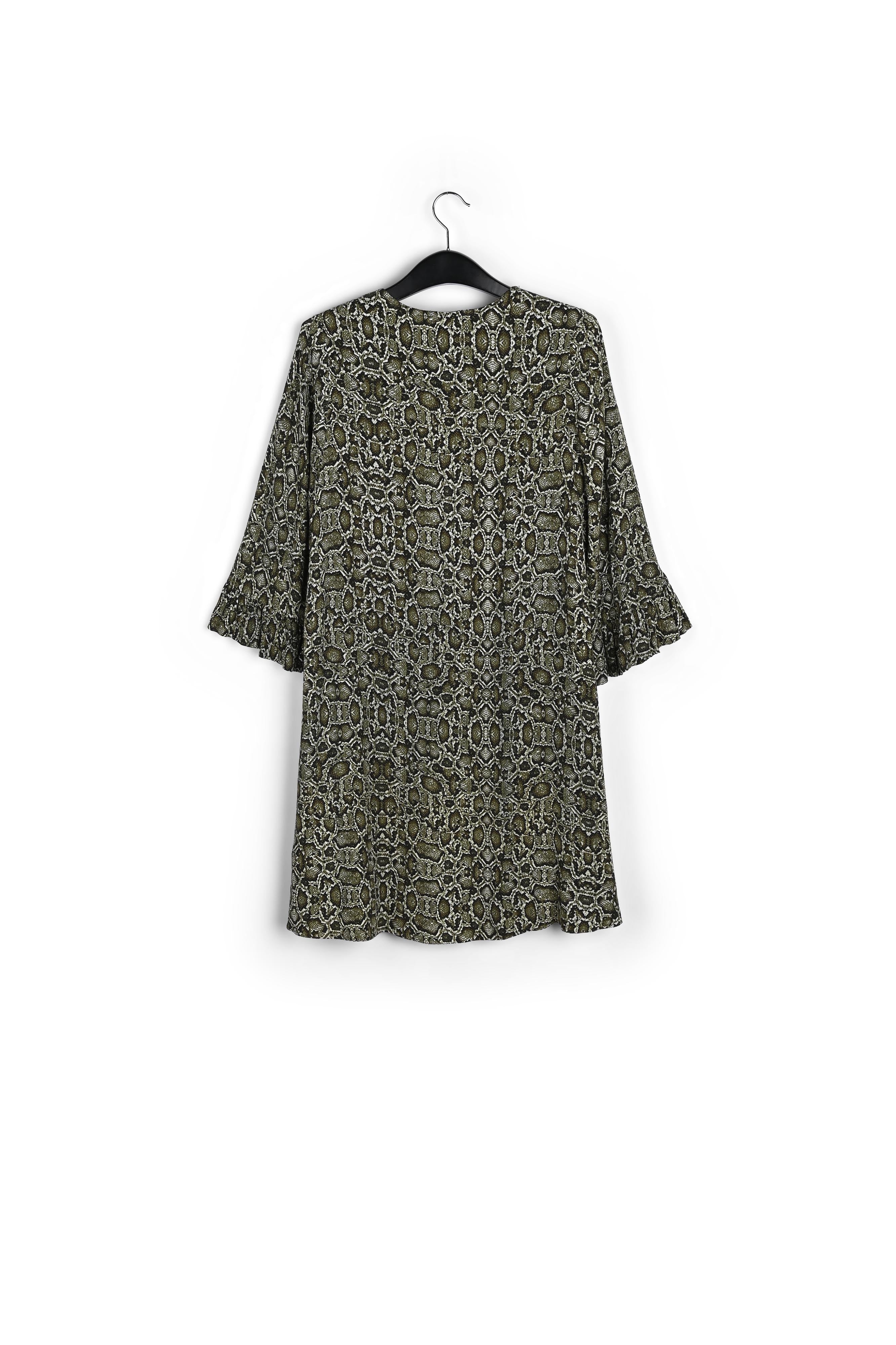 Kakigroene mini-jurk met slangenprint RE—SSENTIEL | Essentiel second hand