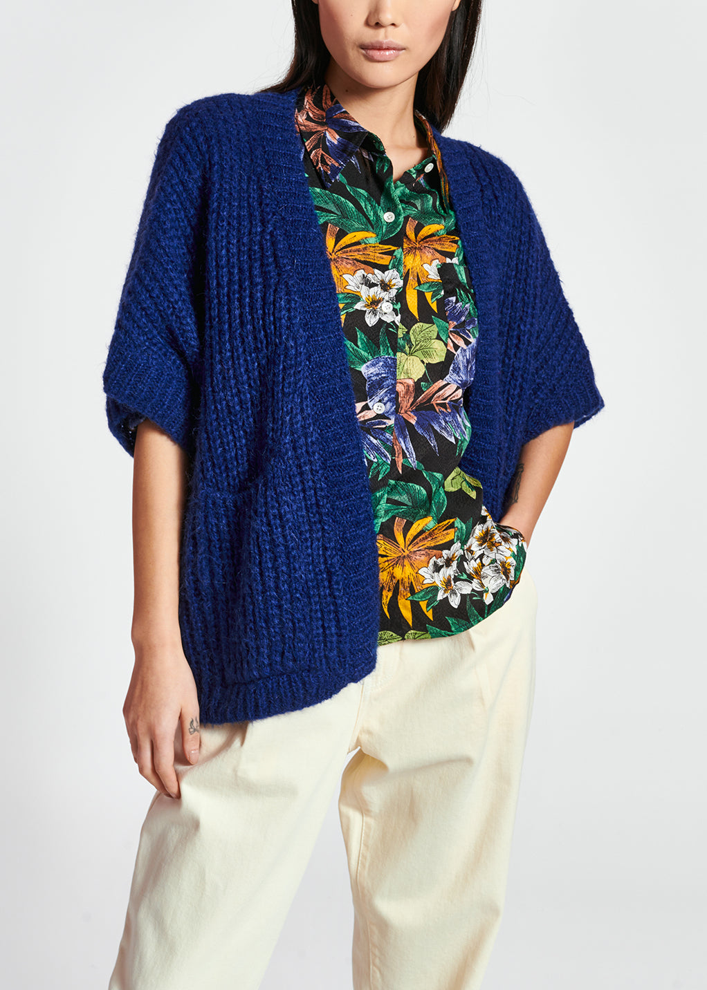 Blue mohair-blend cardigan RE—SSENTIEL | Essentiel second hand