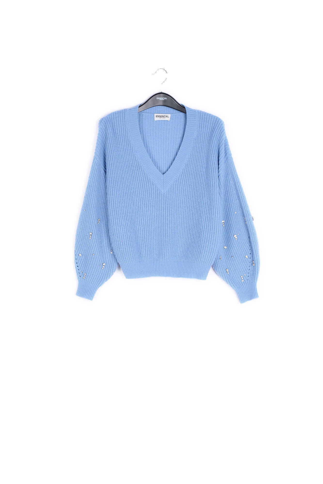 Light blue rhinestone-embellished sweater RE—SSENTIEL | Essentiel second hand