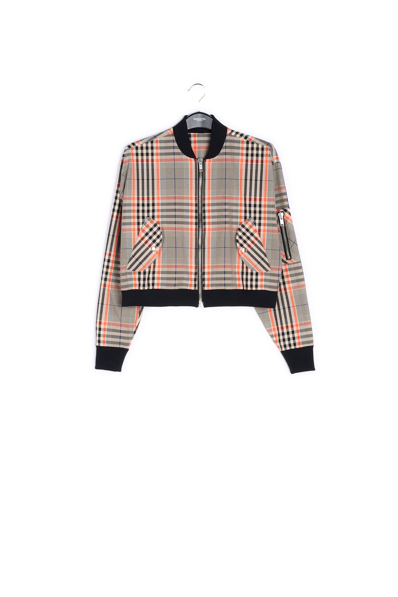 Black and orange plaid bomber jacket RE—SSENTIEL | Essentiel second hand