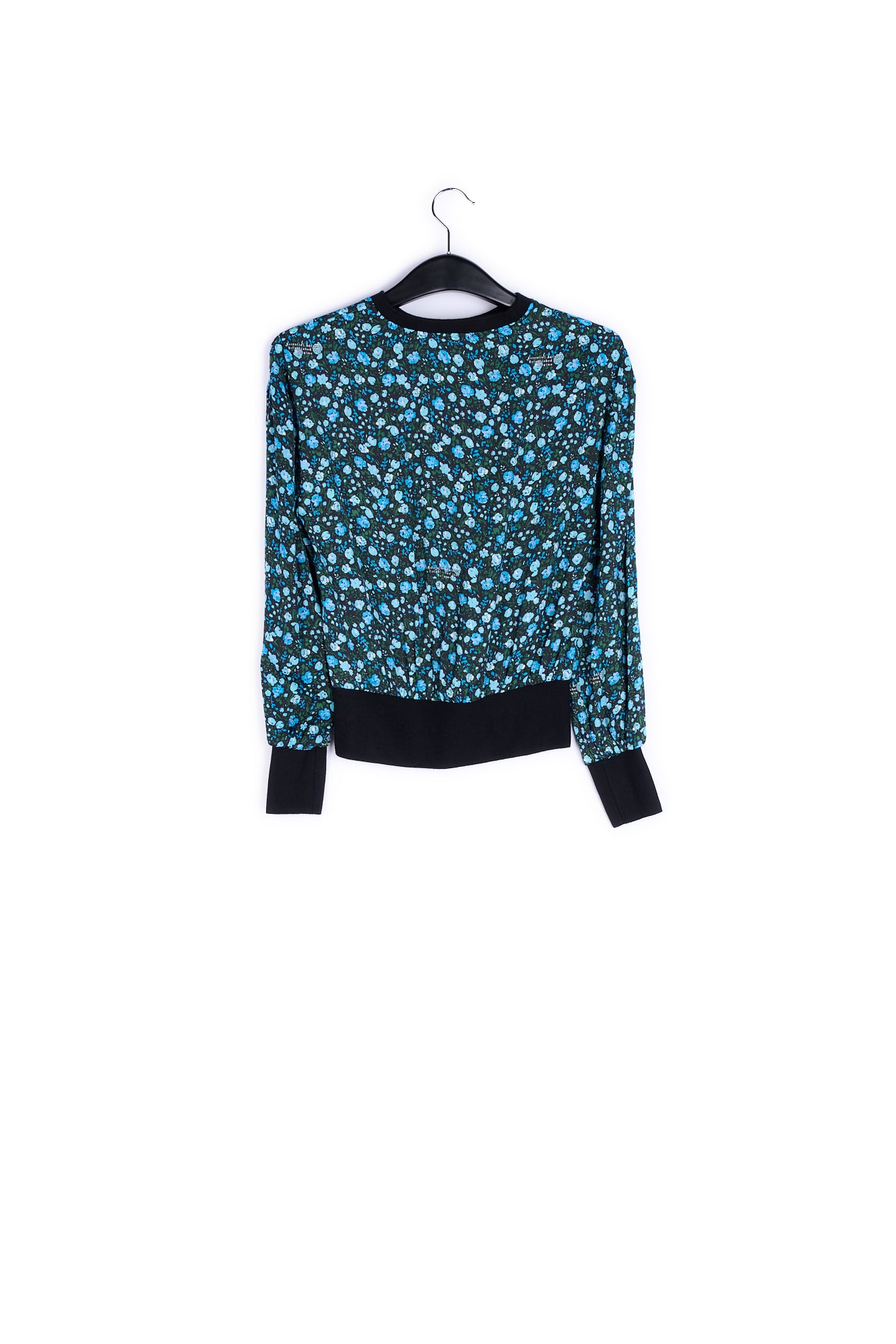 Blue and turquoise print top with contrast ribs RE—SSENTIEL | Essentiel second hand