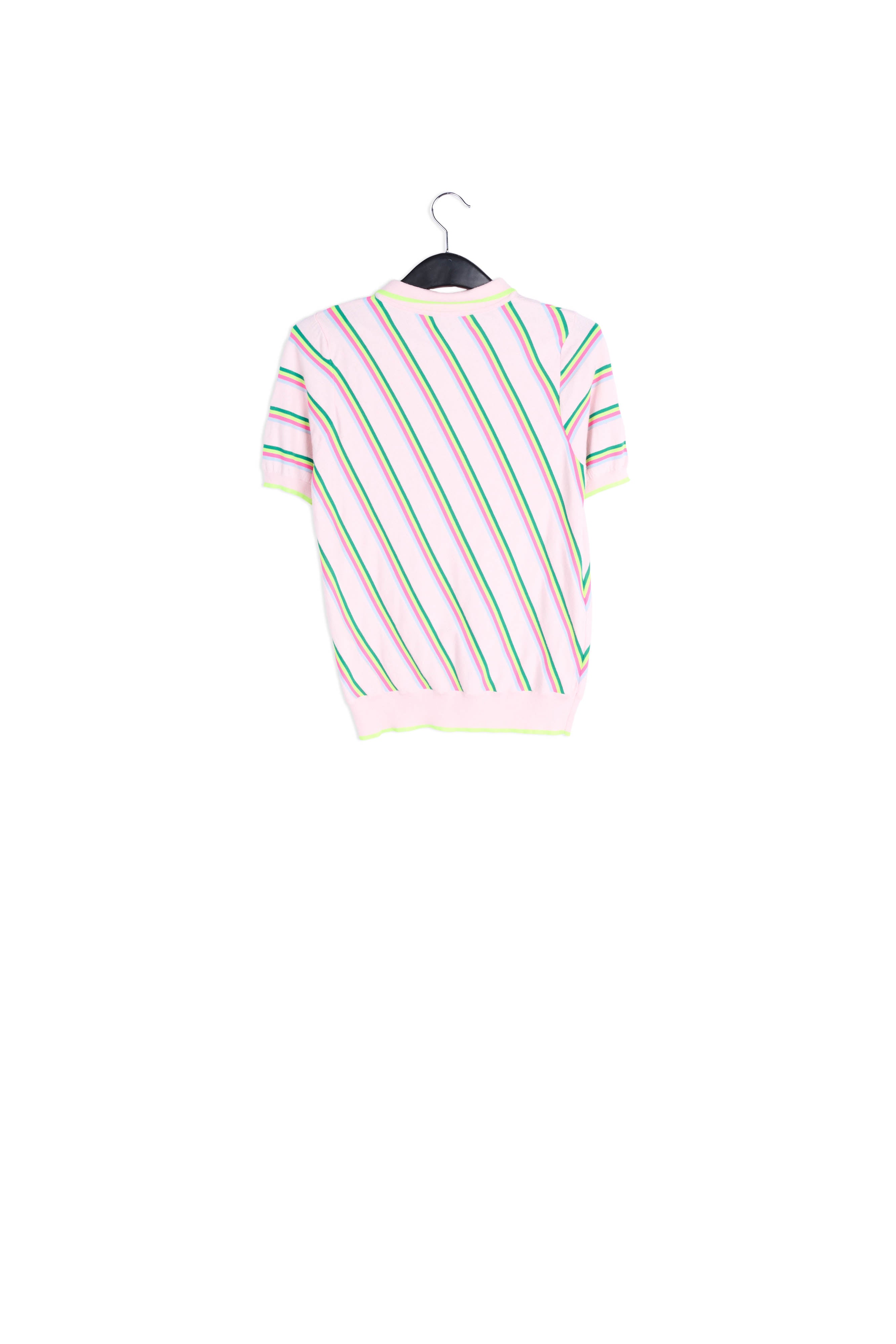 Light pink polo shirt with neon stripes RE—SSENTIEL | Essentiel second hand