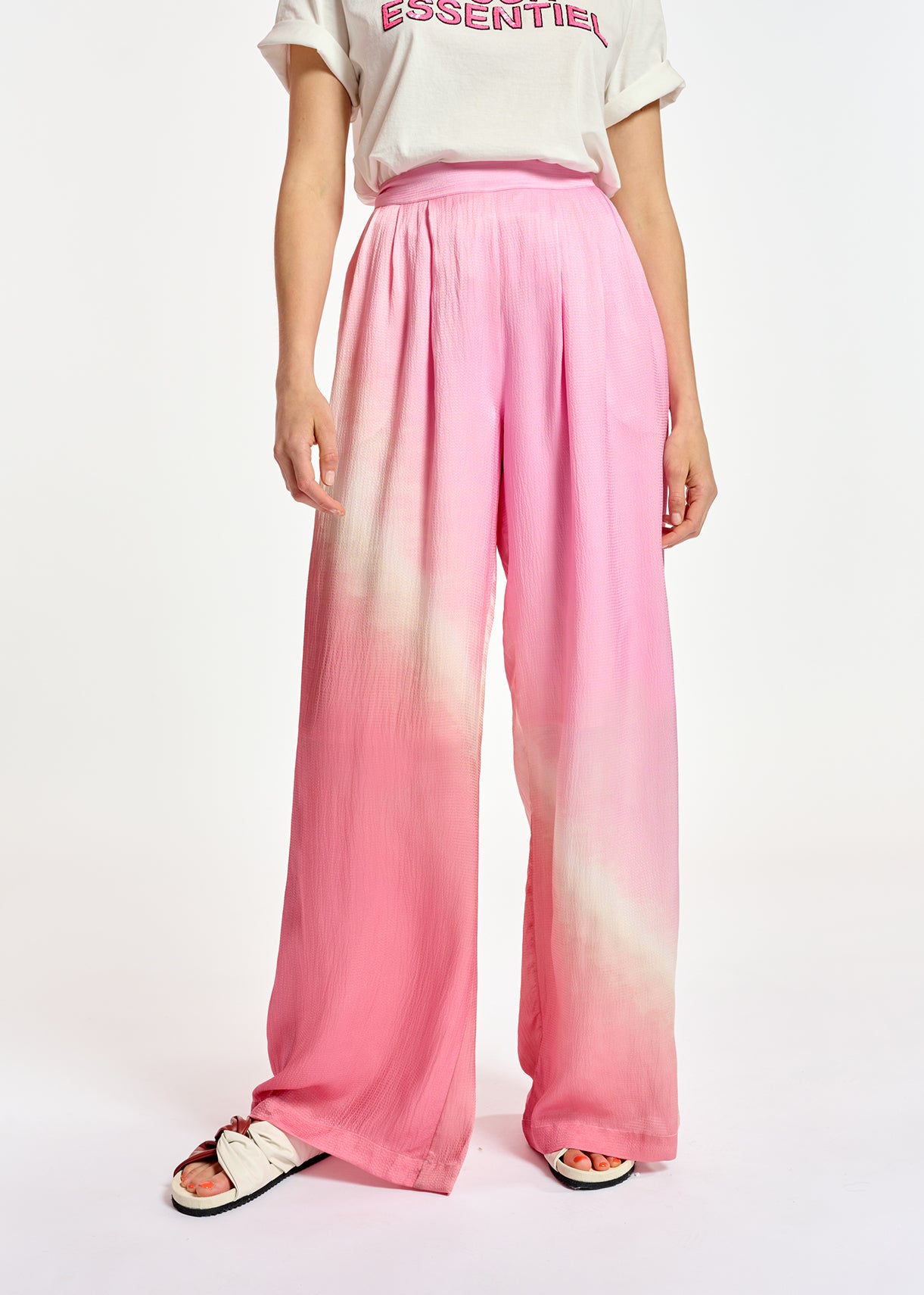Light pink wide-leg tie-dye pants RE—SSENTIEL | Essentiel second hand