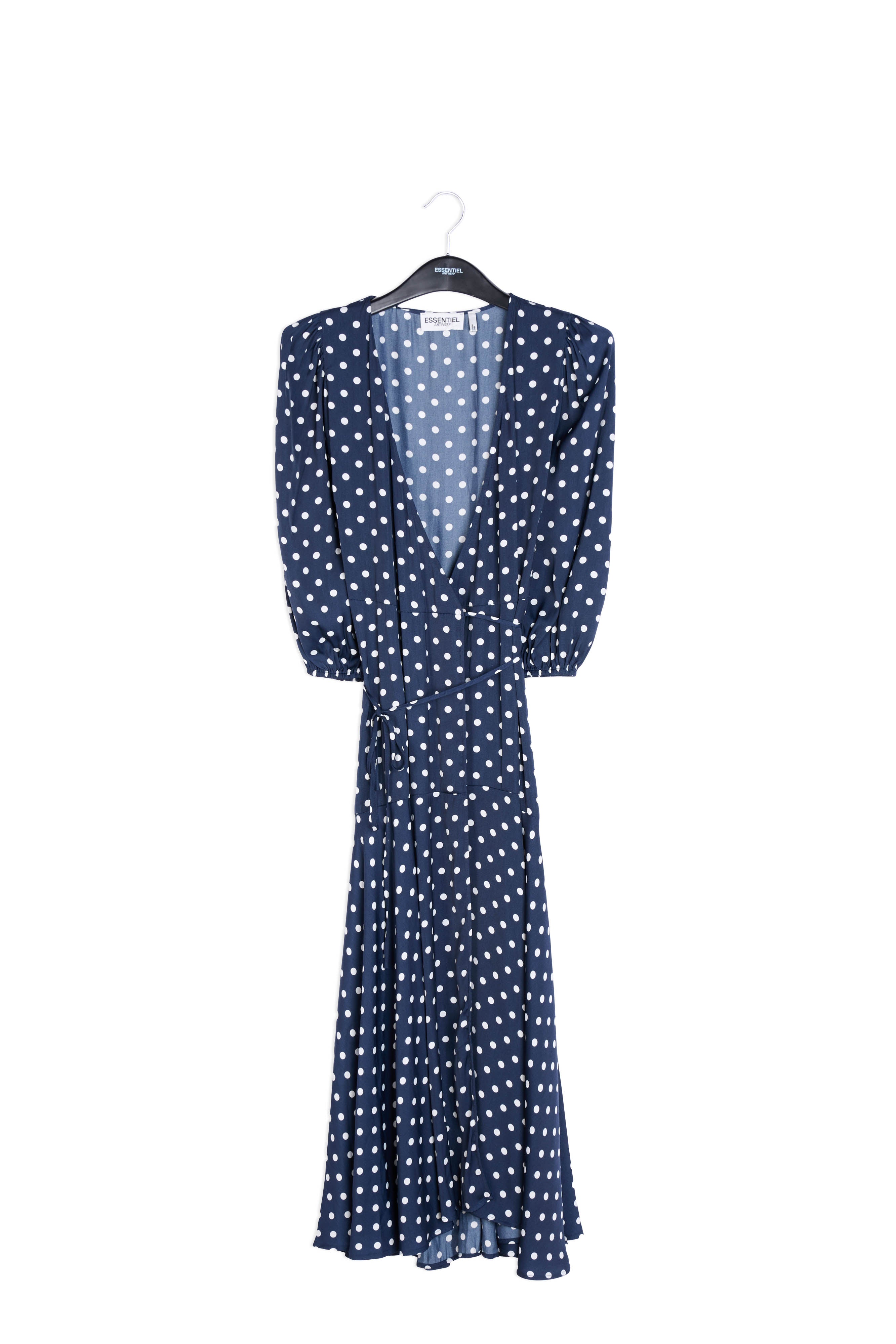 Dark blue polka dot wrap maxi dress RE—SSENTIEL | Essentiel second hand