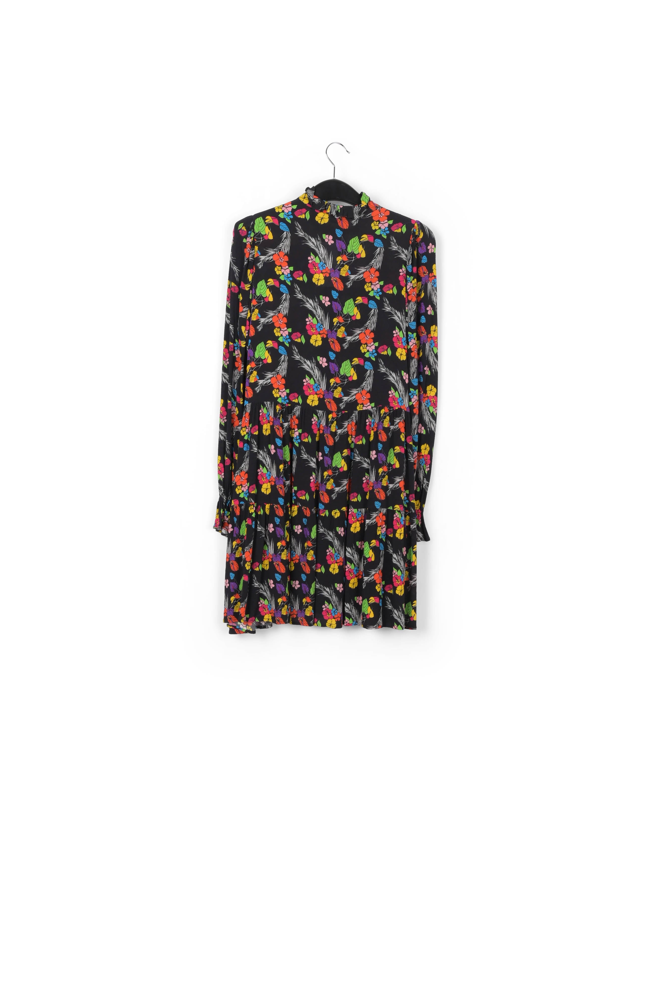 Black tropical print mini dress RE—SSENTIEL | Essentiel second hand