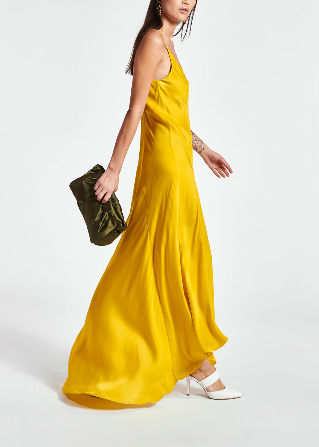 Yellow maxi-length slip dress RE—SSENTIEL | Essentiel second hand