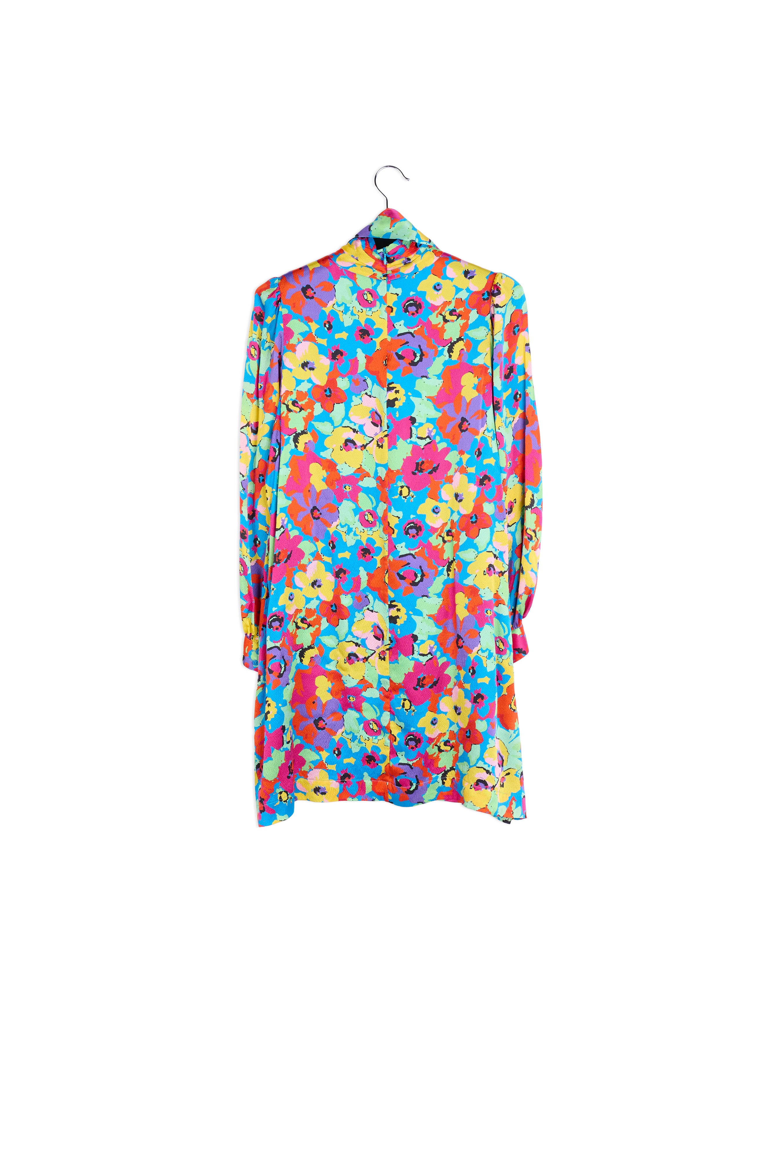 Mini-robe en soie bleu marine à fleurs RE—SSENTIEL | Essentiel second hand