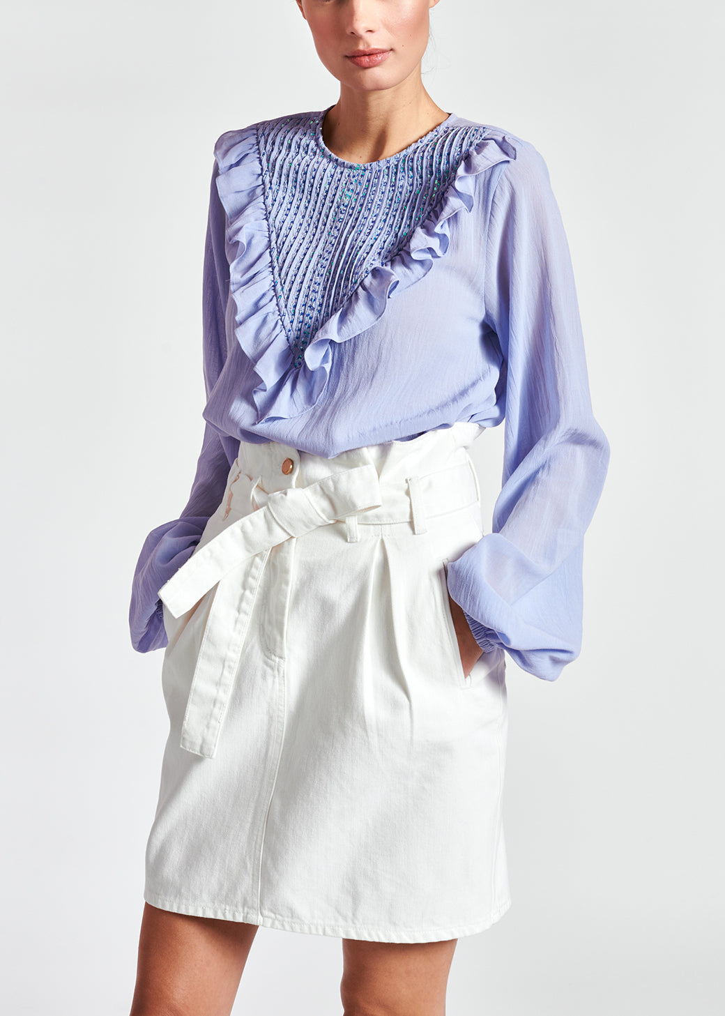 Off-white high-waisted mini skirt RE—SSENTIEL | Essentiel second hand