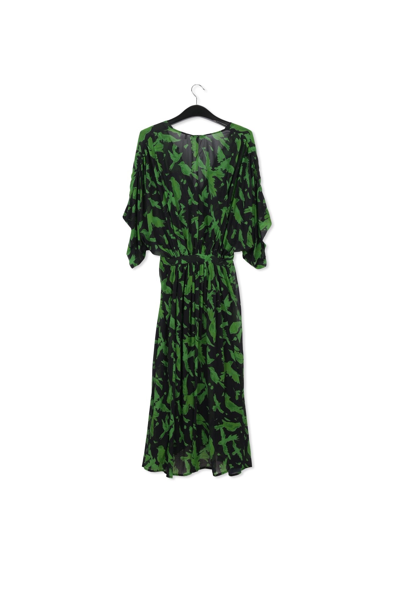 Black and green midi-length wrap dress RE—SSENTIEL | Essentiel second hand