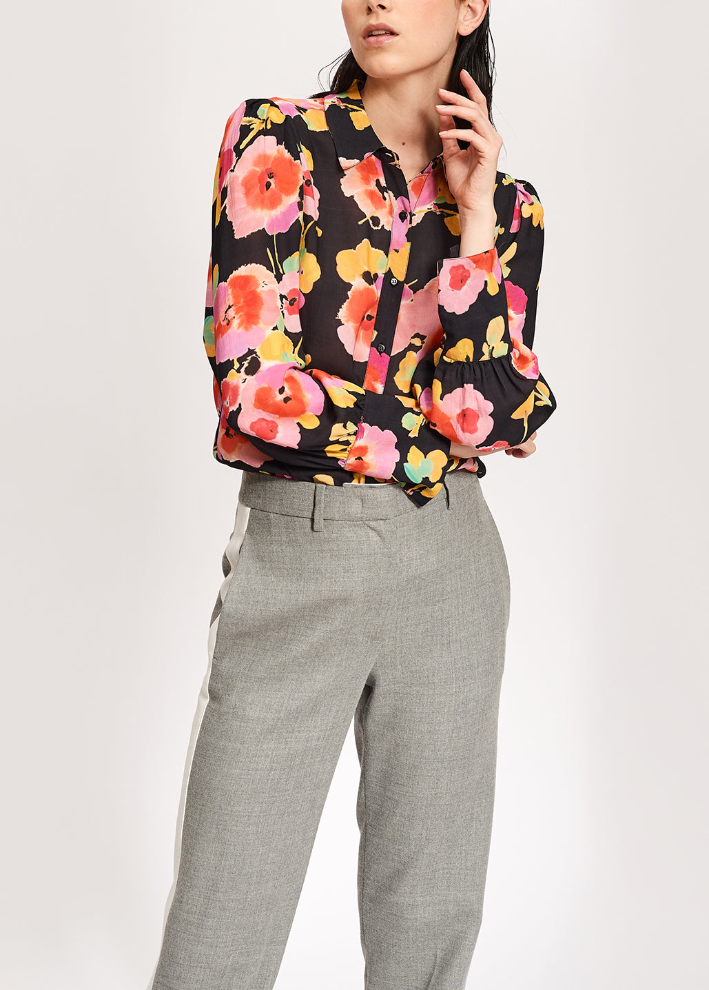 Chemise noire à imprimé floral RE—SSENTIEL | Essentiel second hand