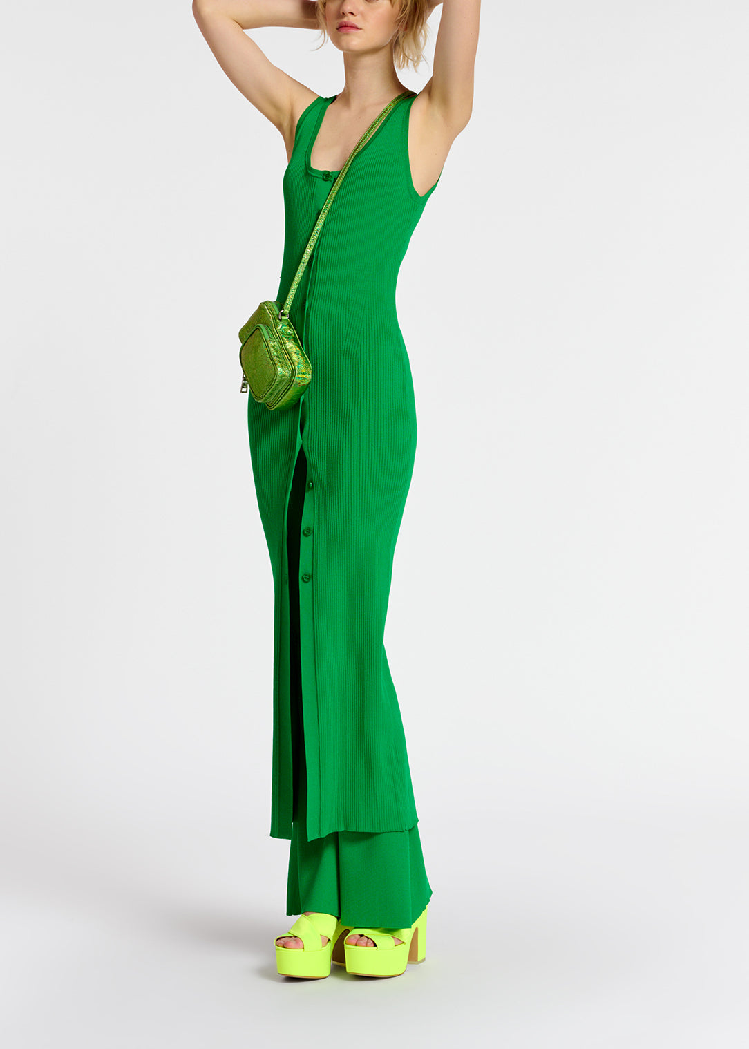 Green long rib-knitted cardigan RE—SSENTIEL | Essentiel second hand