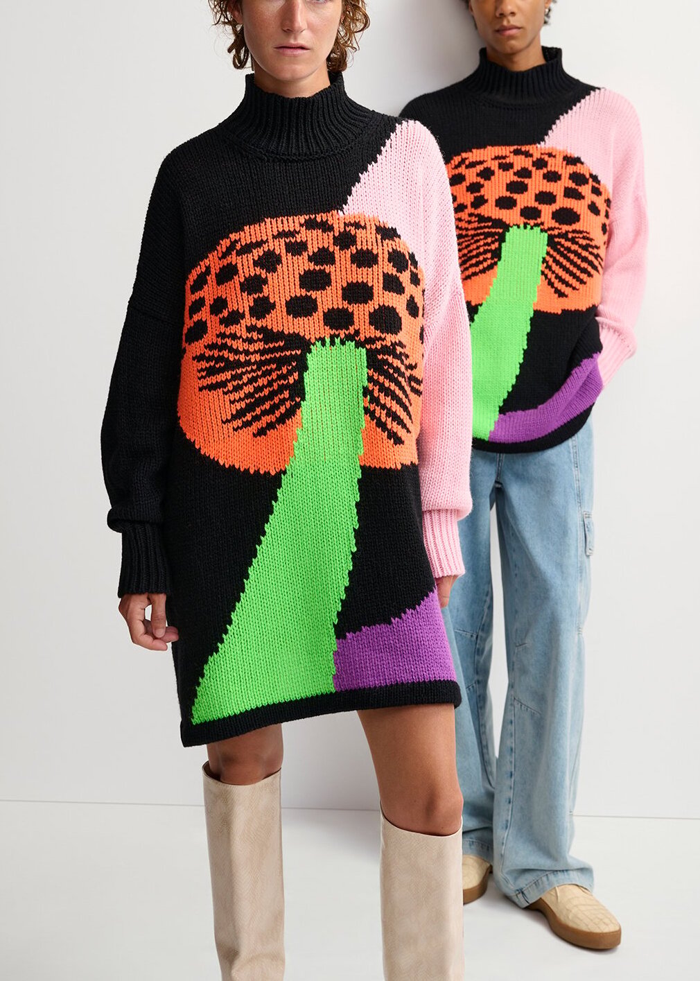 Multicolor intarsia-knitted sweater dress RE—SSENTIEL | Essentiel second hand