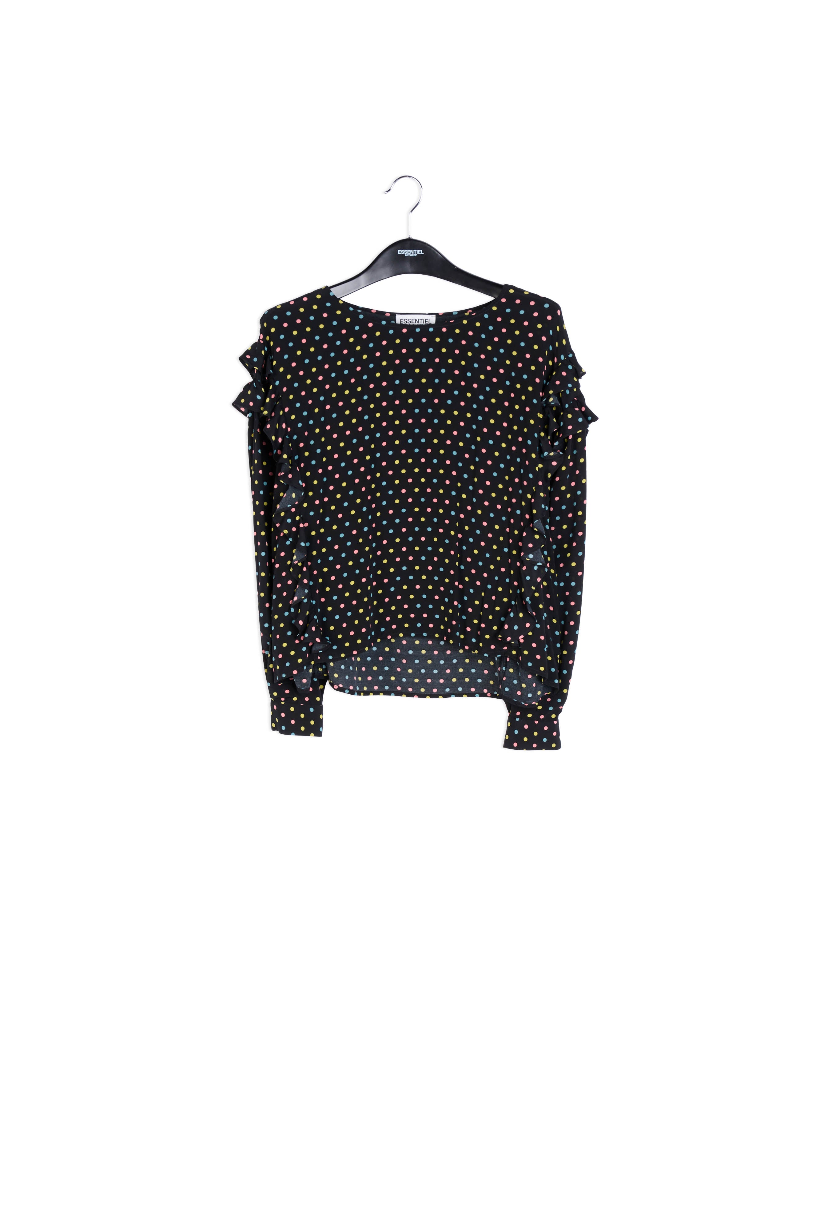Black polka-dot top with ruffles RE—SSENTIEL | Essentiel second hand