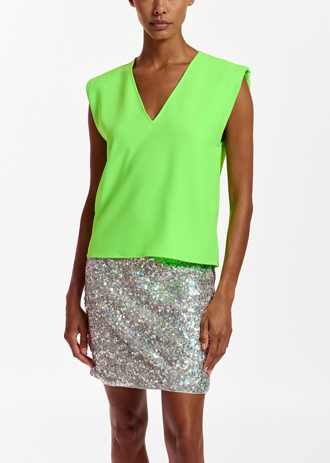 Silver sequin-embellished mini skirt RE—SSENTIEL | Essentiel second hand